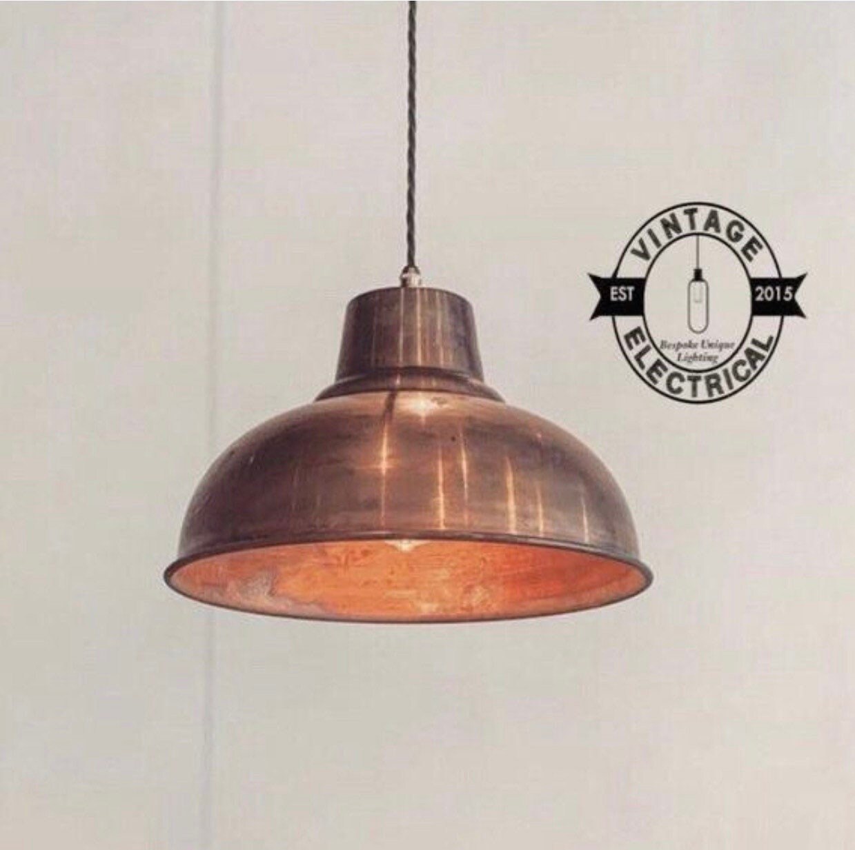 Salthouse XL ~ Copper Industrial Factory Shade | Ceiling Light | Dining Room | Kitchen Table | Vintage Filament Lamps Pendant 14.5 Inch
