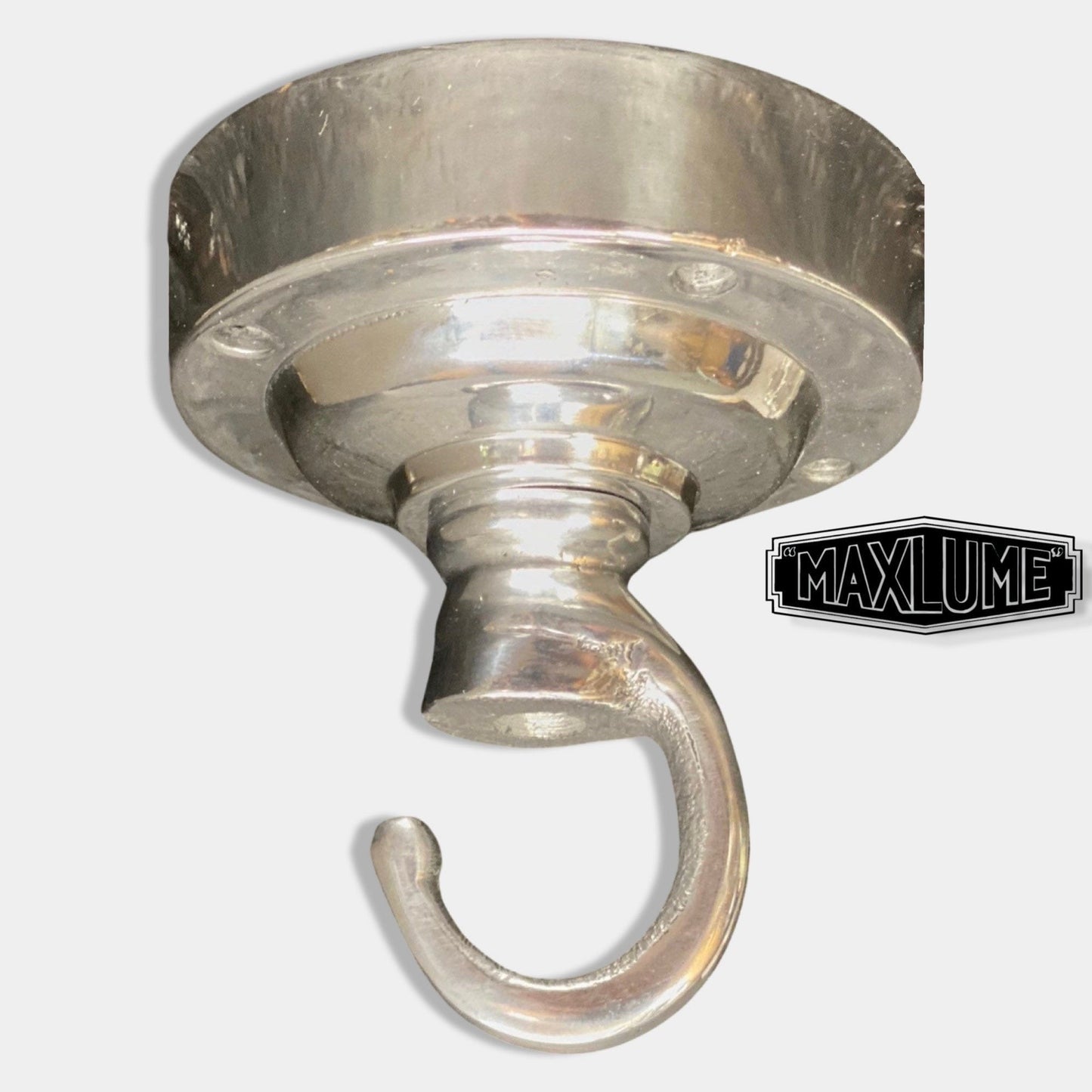 Holkham XL ~ Solid Industrial Hook | Ceiling Hanging Light | Vintage Silver Polished Metal | Plant Hanger