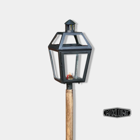 Maxlume ~ Solid Wooden Spike Outdoor Candle Lantern Sconce Industrial Light Nautical Patinated Bronze