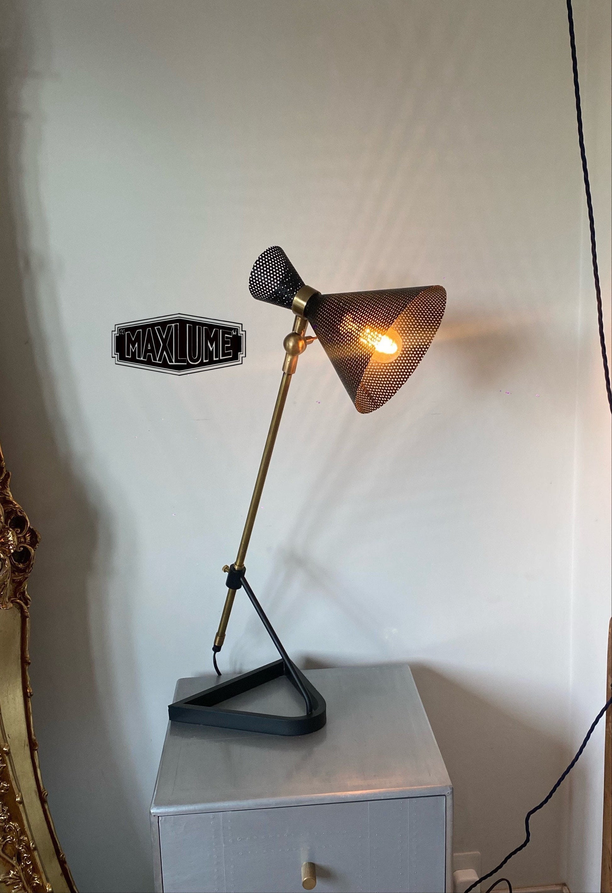 Maxlume ~ Solid Brass Table Lamp Vintage Style | Fabric Cable | Bedroom | Bedside Reading Light | Retro | Dimmable