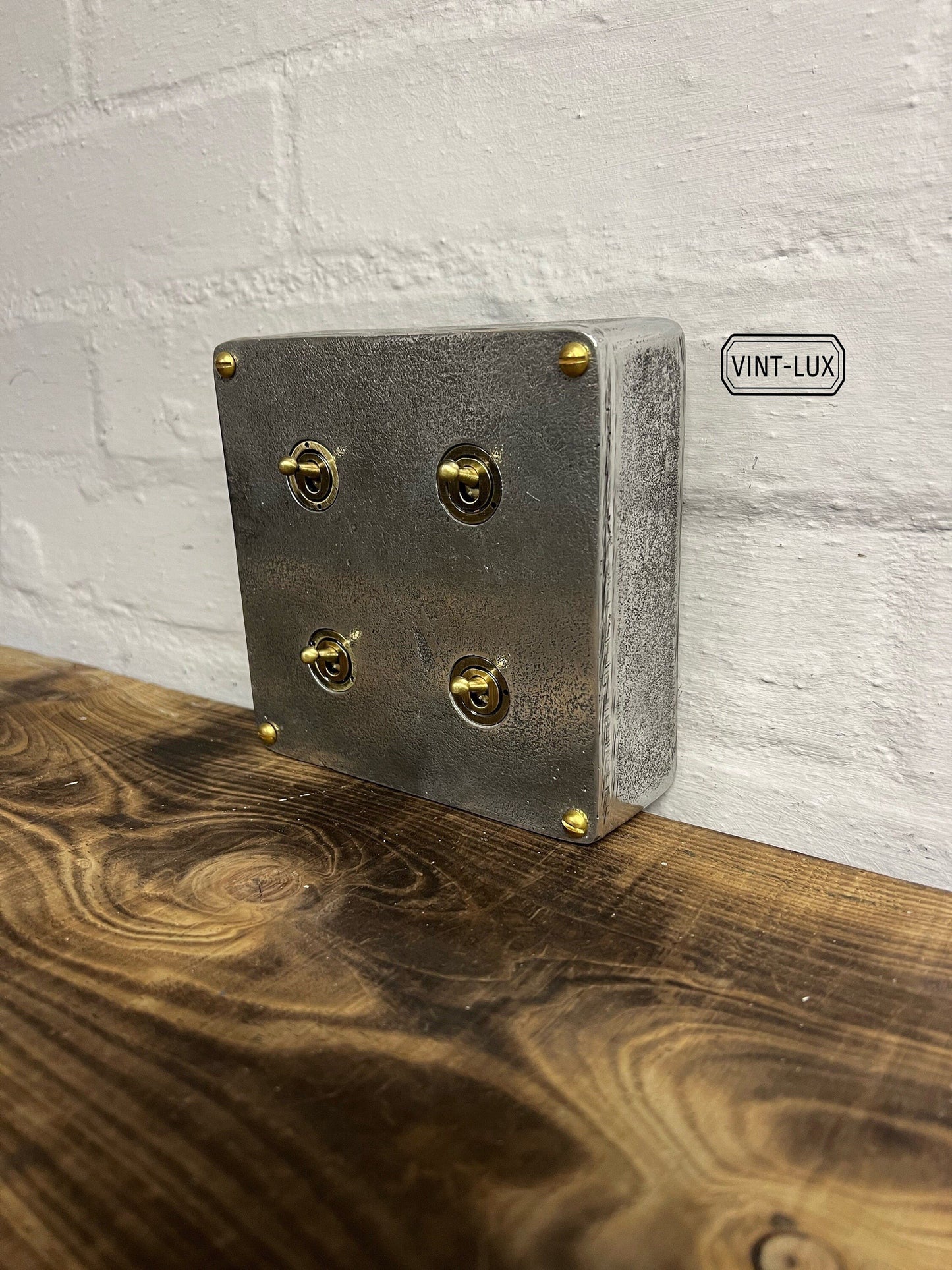 4 Gang 2 Way Solid Cast Metal Conduit Light Switch Industrial - BS EN Approved Vintage Crabtree 1950’s Style