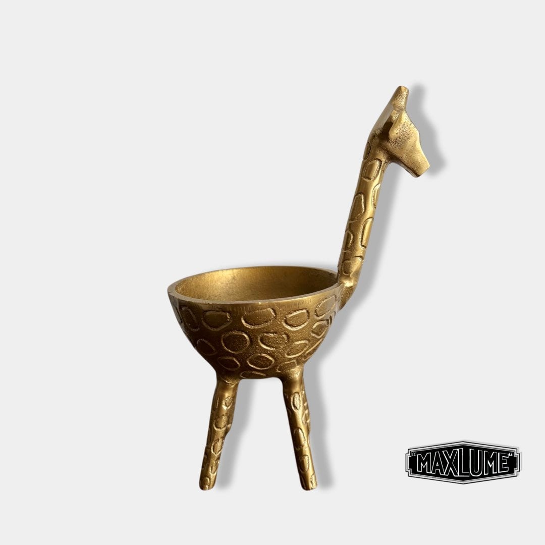 Maxlume - Giraffe Solid Cast Brass Metal Planter Pot for Succulents & Plants | Safari Planter | Animal Pot | Unique Planter |