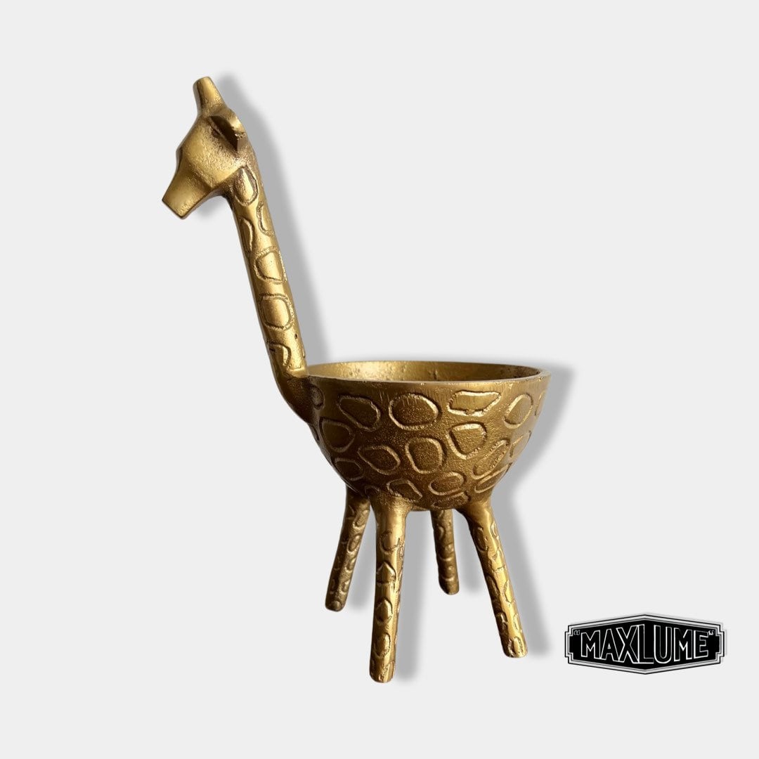 Maxlume - Giraffe Solid Cast Brass Metal Planter Pot for Succulents & Plants | Safari Planter | Animal Pot | Unique Planter |