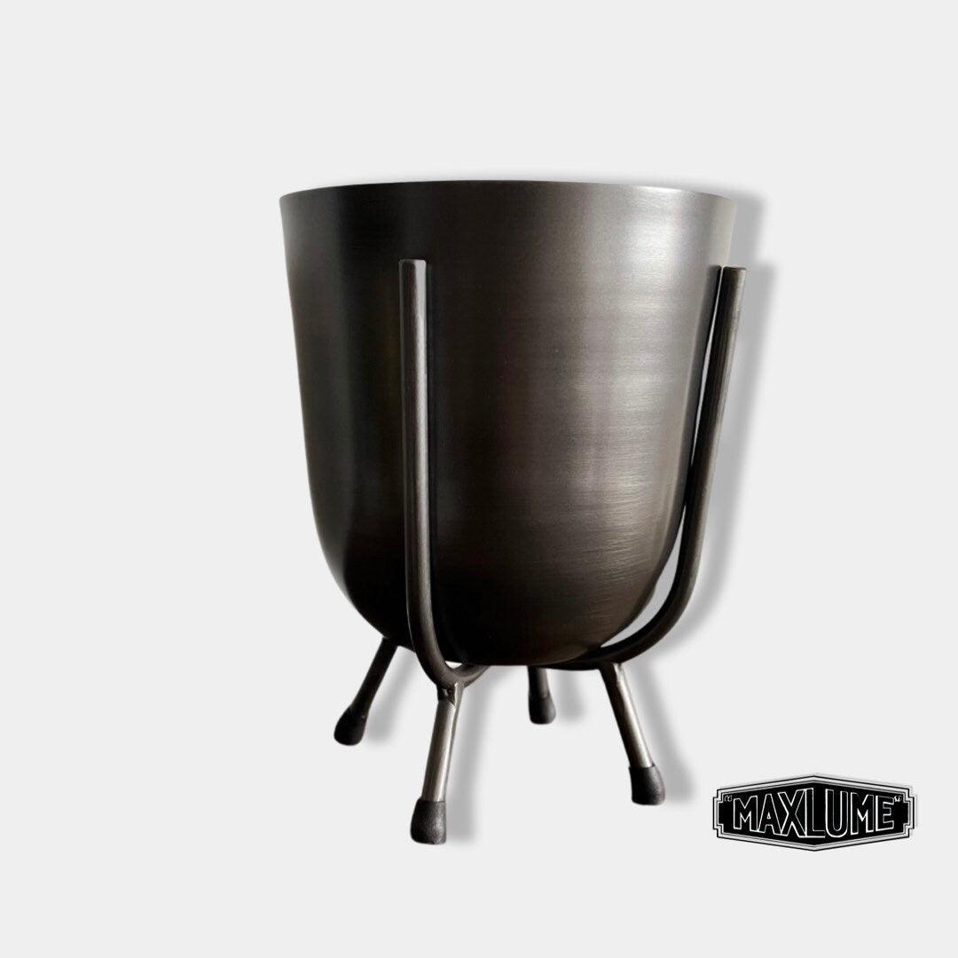 Maxlume ~ Pewter Grey Indoor Small Plant Pot & Stand Planter