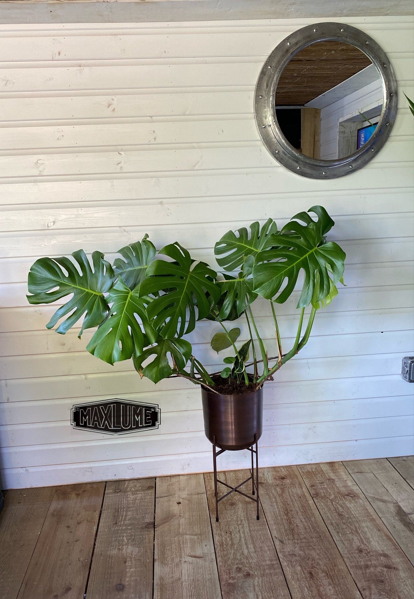 Maxlume ~ Antique Copper Indoor Plant Pot & Stand Planter