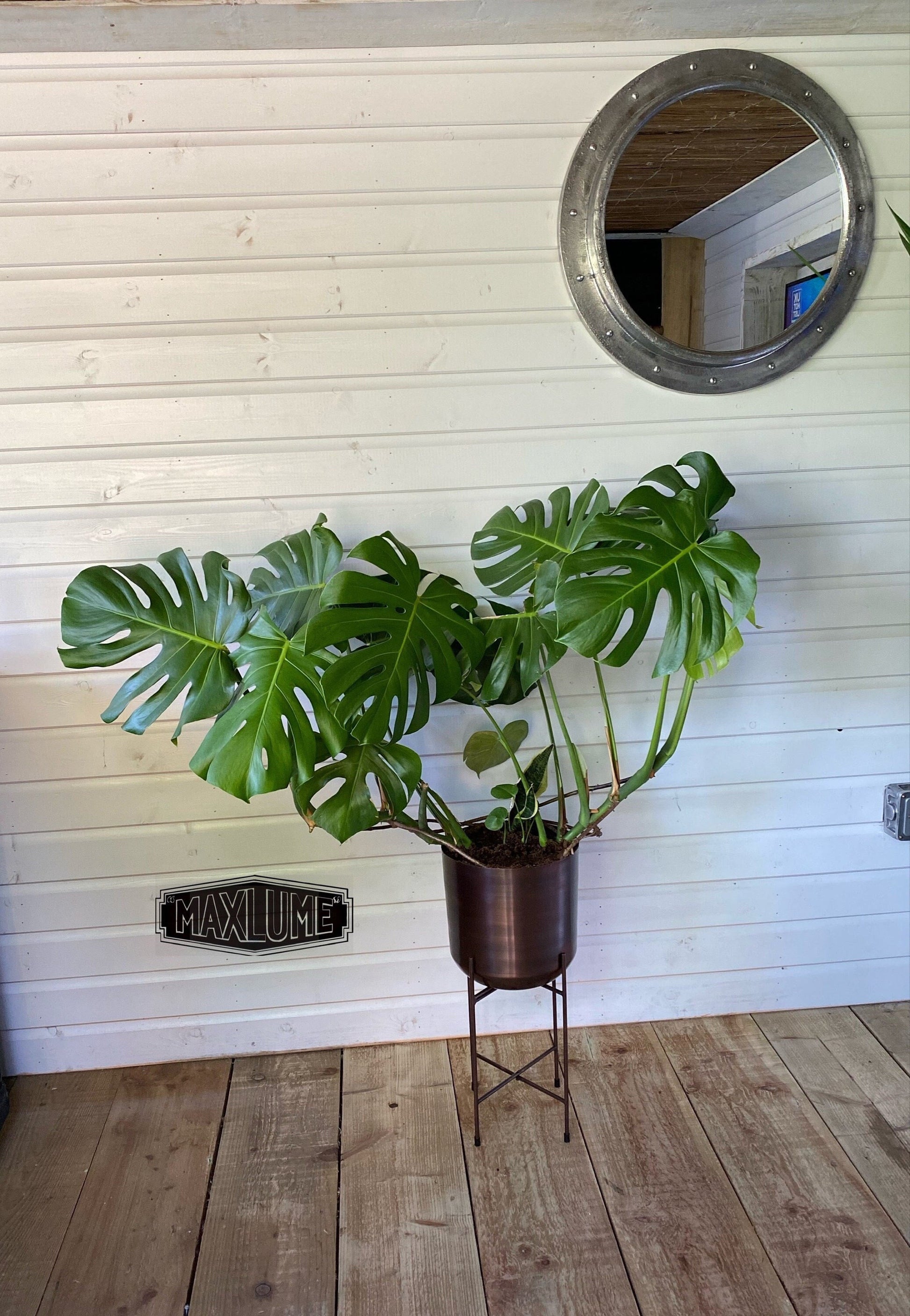Maxlume ~ Antique Copper Indoor Plant Pot & Stand Planter