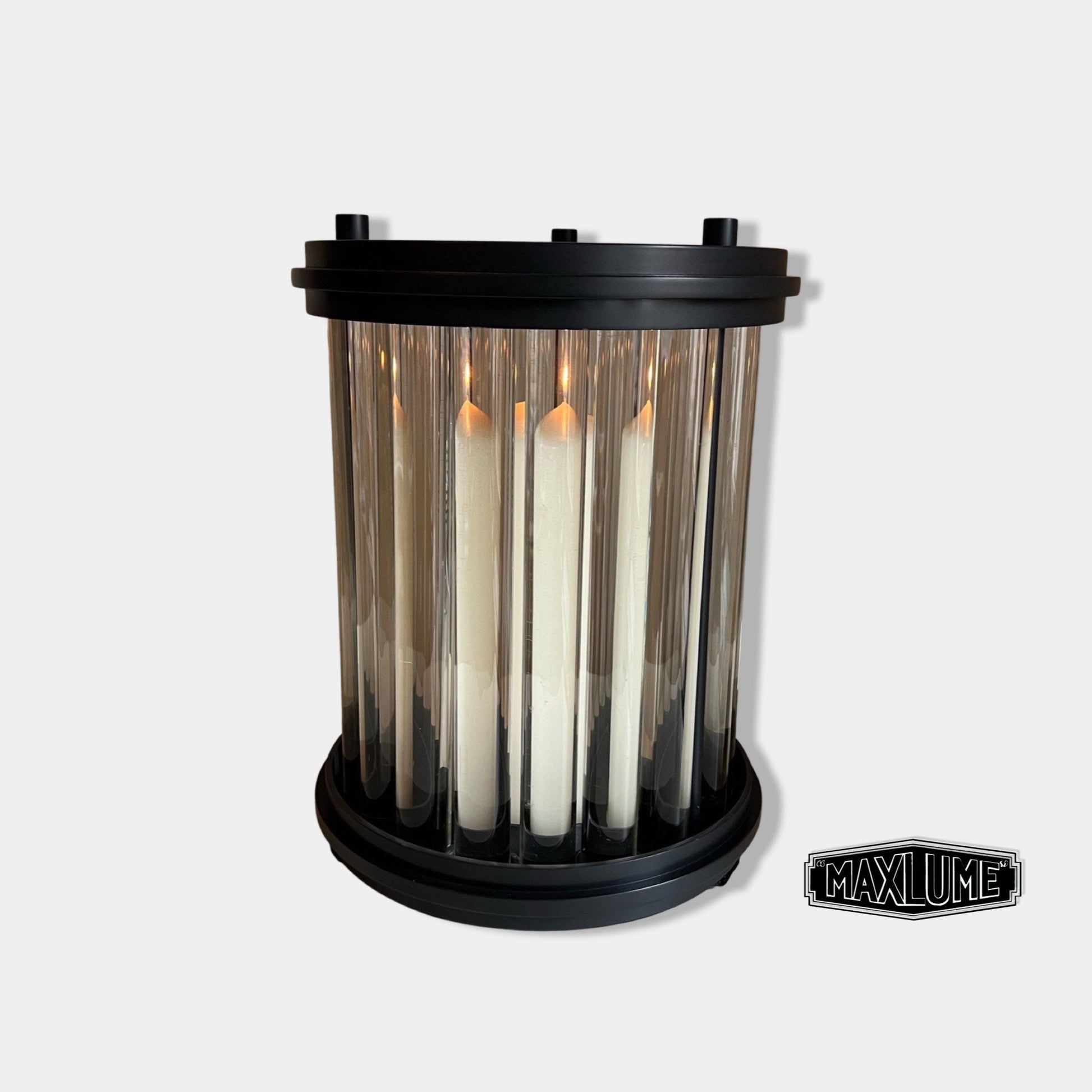 Maxlume ~ Solid Glass  Hurricane Candle Lantern Sconce Industrial Light Nautical