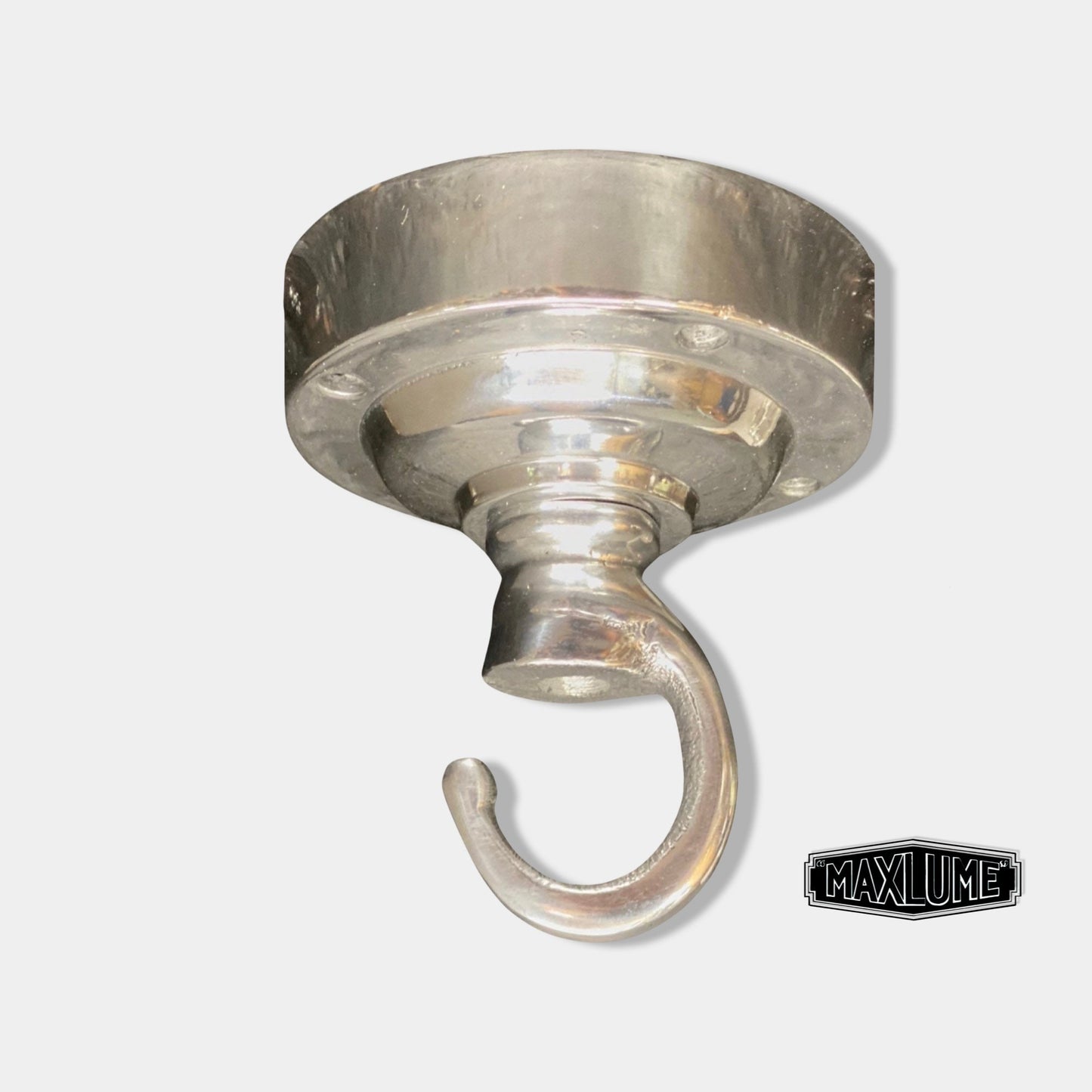 Holkham XL ~ Solid Industrial Hook | Ceiling Hanging Light | Vintage Silver Polished Metal | Plant Hanger