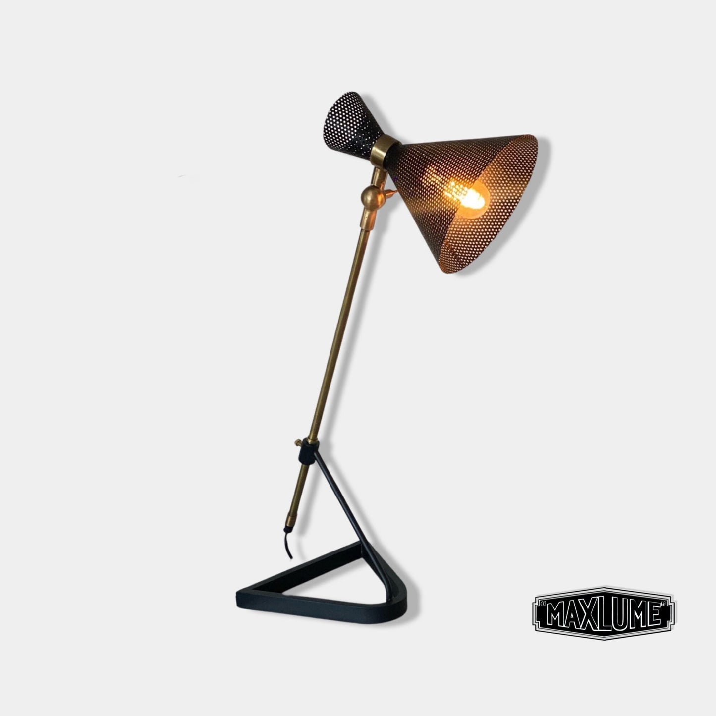 Maxlume ~ Solid Brass & Glass Table Lamp Vintage Style | Bedroom | Bedside Reading Light | Retro | Hallway