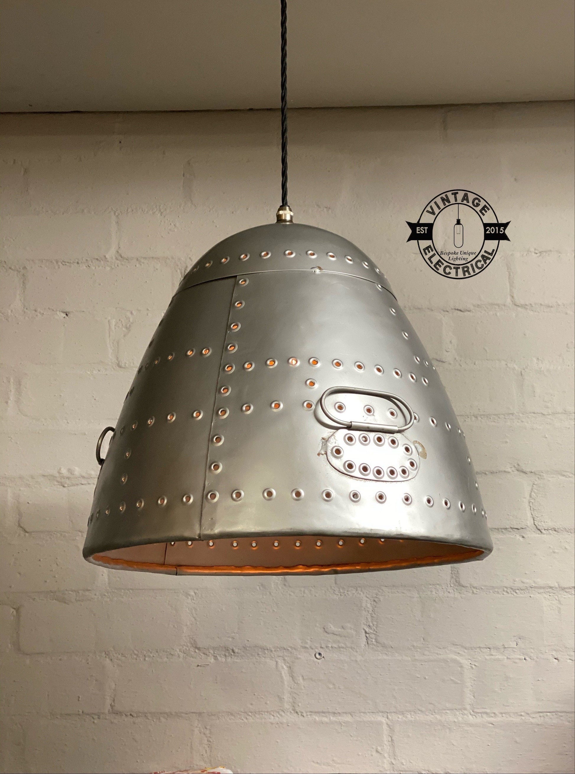 Marham ~ Aircraft Nose Cone Industrial Shade Pendant Set Light | Ceiling Dining Room | Kitchen Table | Vintage 1 x Edison Filament Bulb