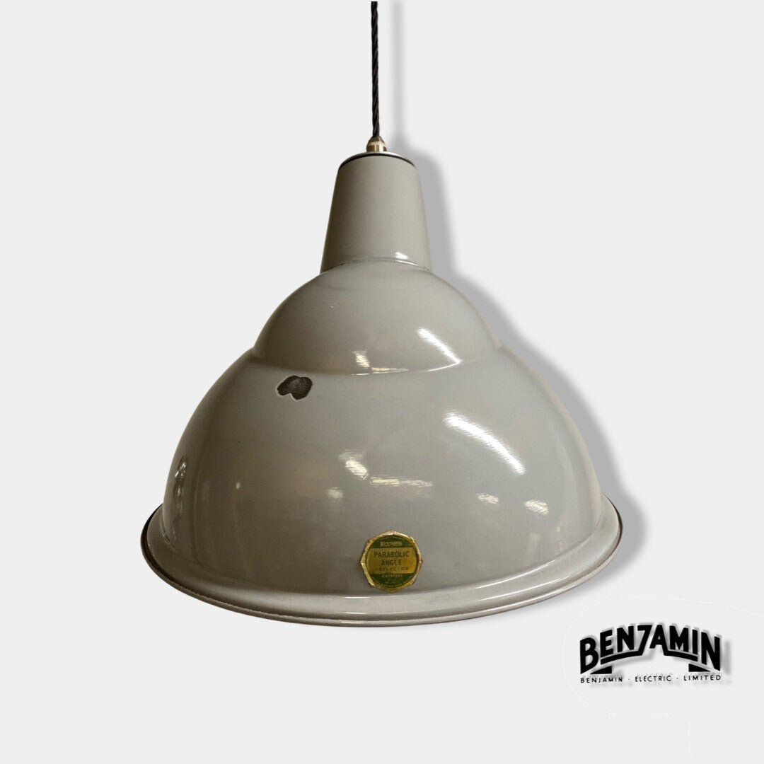 Benjamin XL 1950s Industrial Parabolic Shade Pendant Set Light | Ceiling Dining Room Kitchen Table | Vintage 1 x Edison Filament Bulb Lamp