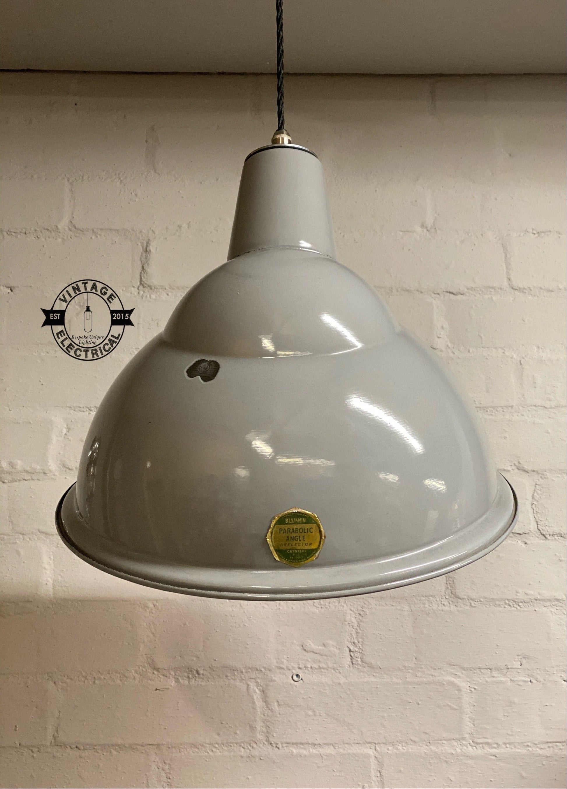 Benjamin XL 1950s Industrial Parabolic Shade Pendant Set Light | Ceiling Dining Room Kitchen Table | Vintage 1 x Edison Filament Bulb Lamp