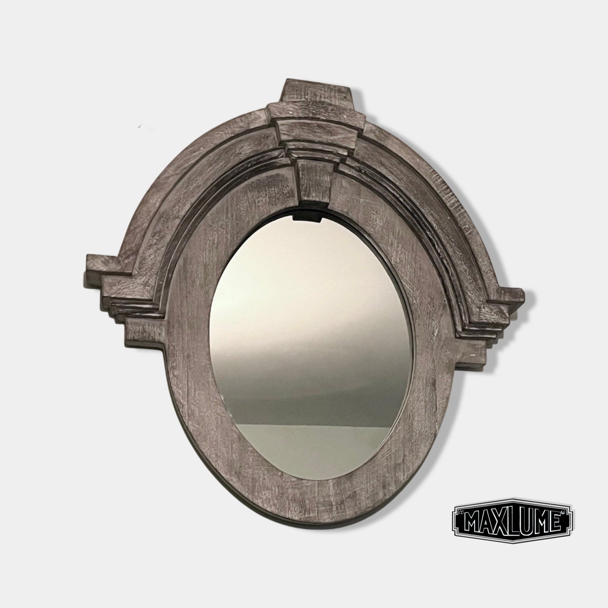 Maxlume ~ Mansard Arched Mirror | Solid White Washed Mango Wood | Christmas Gift Idea