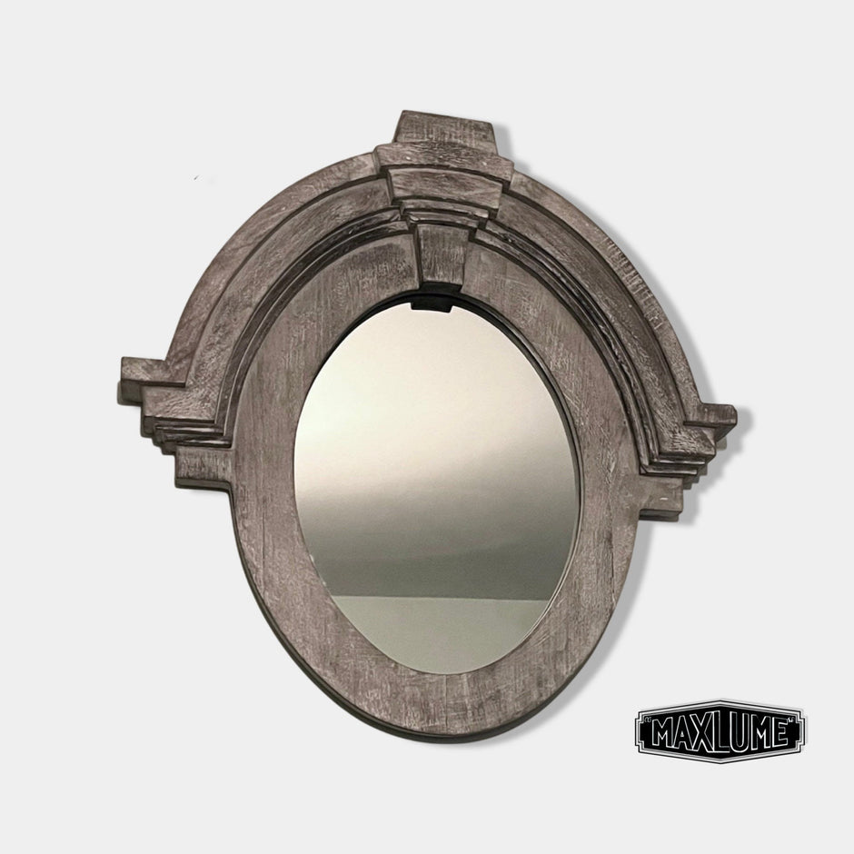 Maxlume ~ Handmade Round Wall Glass Mirror double contour cane raffia for an ultra trendy decoration | made by hand | 22 Inch