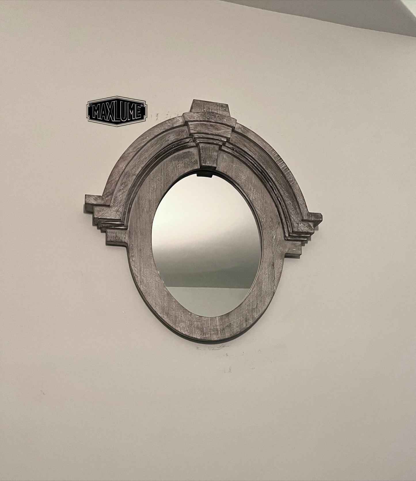 Maxlume ~ Mansard Arched Mirror | Solid White Washed Mango Wood | Christmas Gift Idea