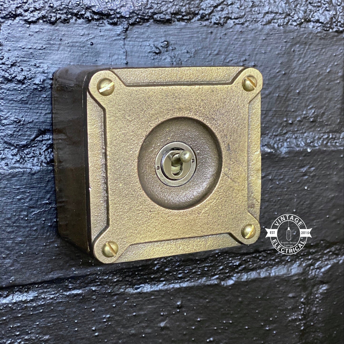 Single Gang Bronze Solid Cast Metal Conduit Light Switch Industrial 2 Way - BS EN Approved Vintage Crabtree 1950’s Style