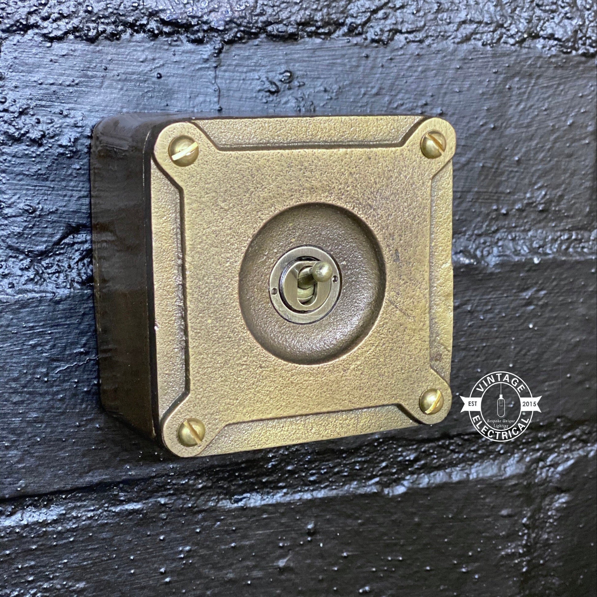 Single Gang Bronze Solid Cast Metal Surface Mounting Light Switch Industrial 2 Way - BS EN Approved Vintage Britmac Style
