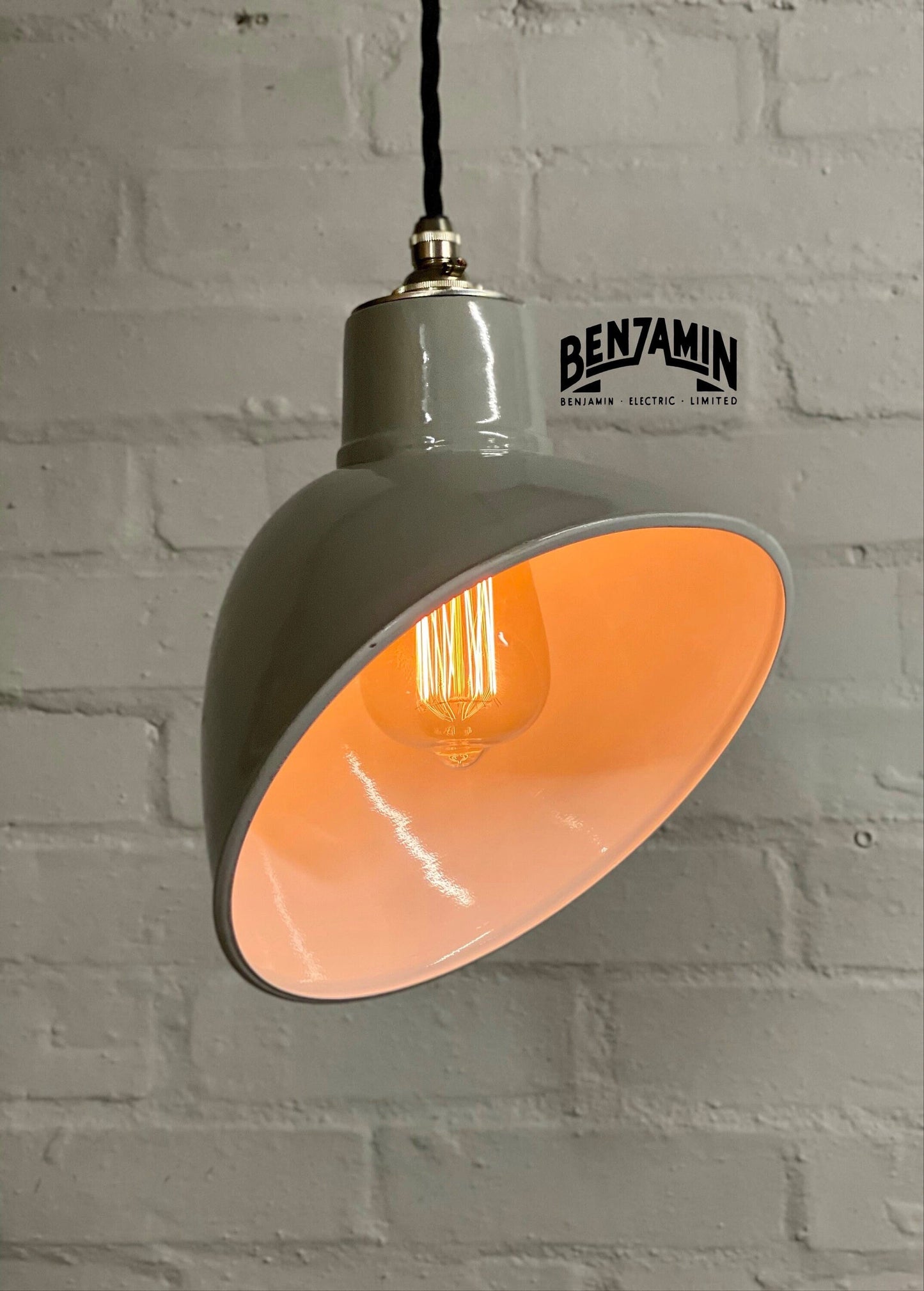 Stratton ~ Original Grey Solid Parabolic Shade Design Pendant Set Light | Ceiling Dining Room | Kitchen Table | Vintage Industrial