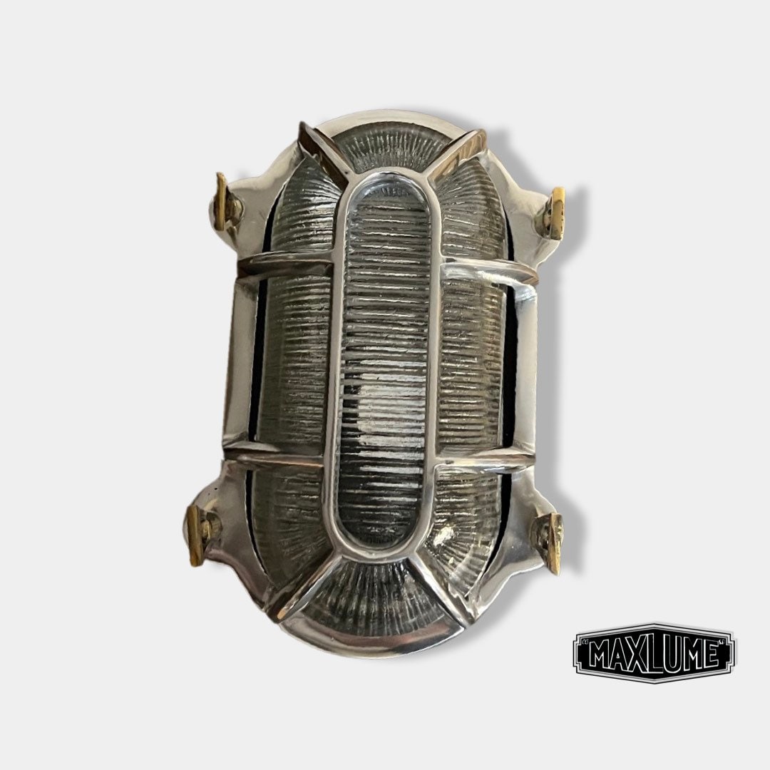 Walsingham ~ Bulkhead Outdoor & Bathroom Wall Light | Polished Aluminium | 8.5 Inch