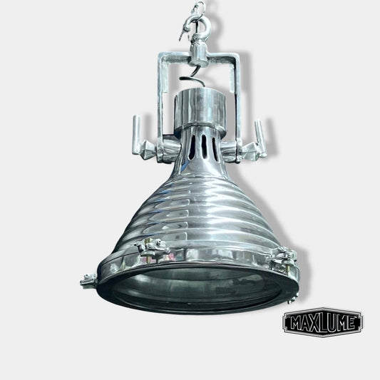 Industrial Fluted Hanging Cargo Ship Nautical Light | Marine Spotlight | Kitchen Island Table Lighting | Vintage Wiska Design