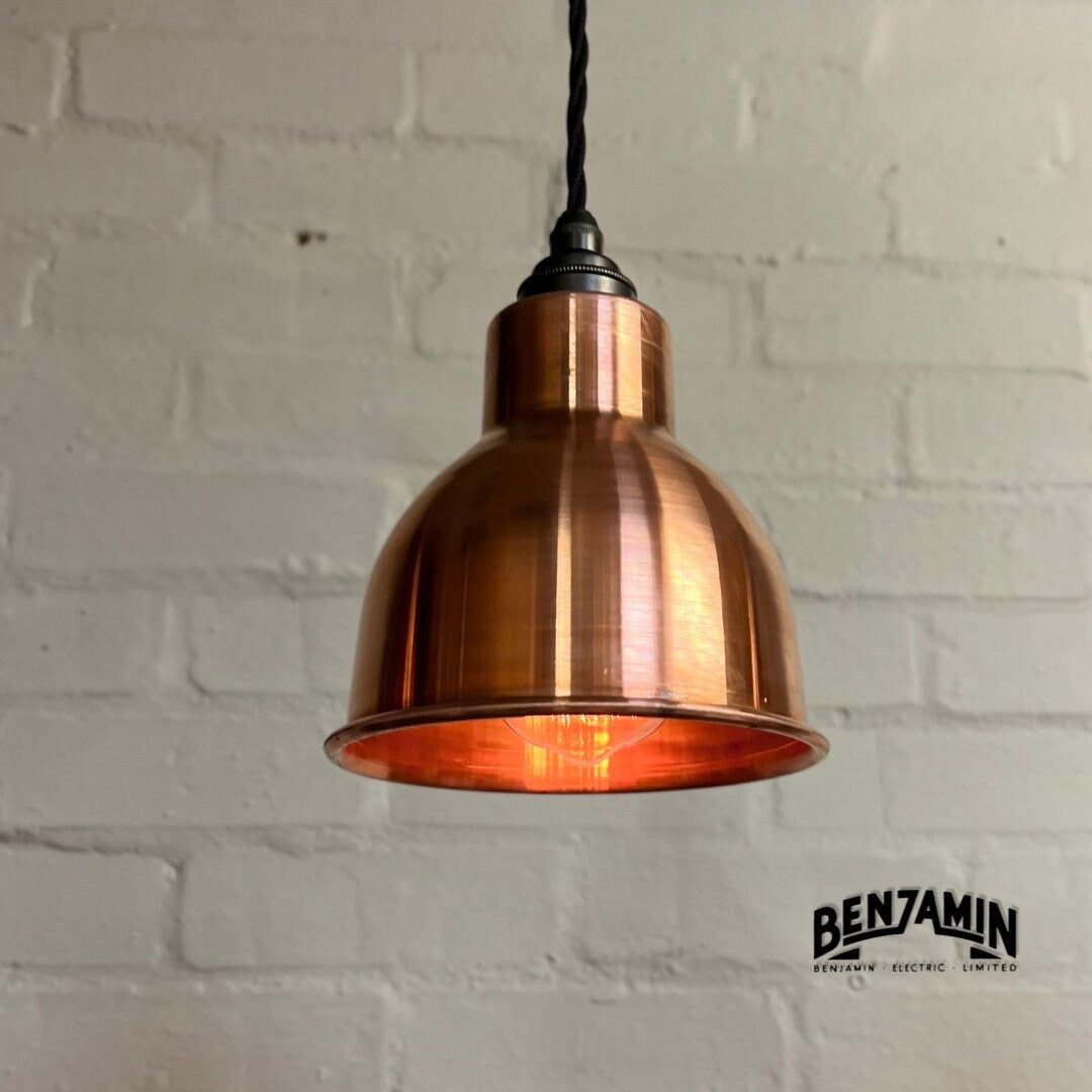 Metton ~ 3 x Antique Copper Shade “MEK” Design Pendant Set Track Light | Dining Room | Kitchen Table | Vintage