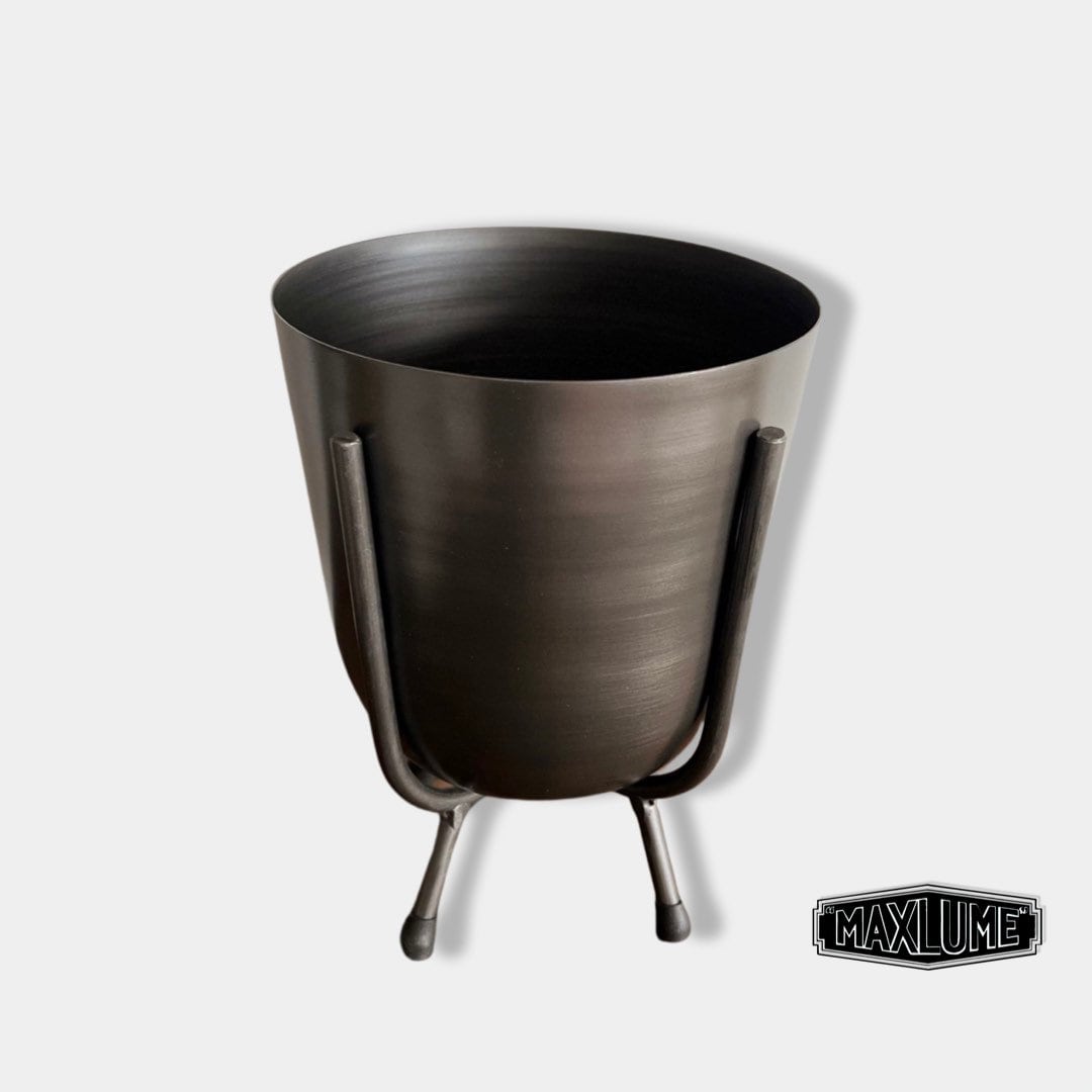 Maxlume ~ Pewter Grey Indoor Small Plant Pot & Stand Planter