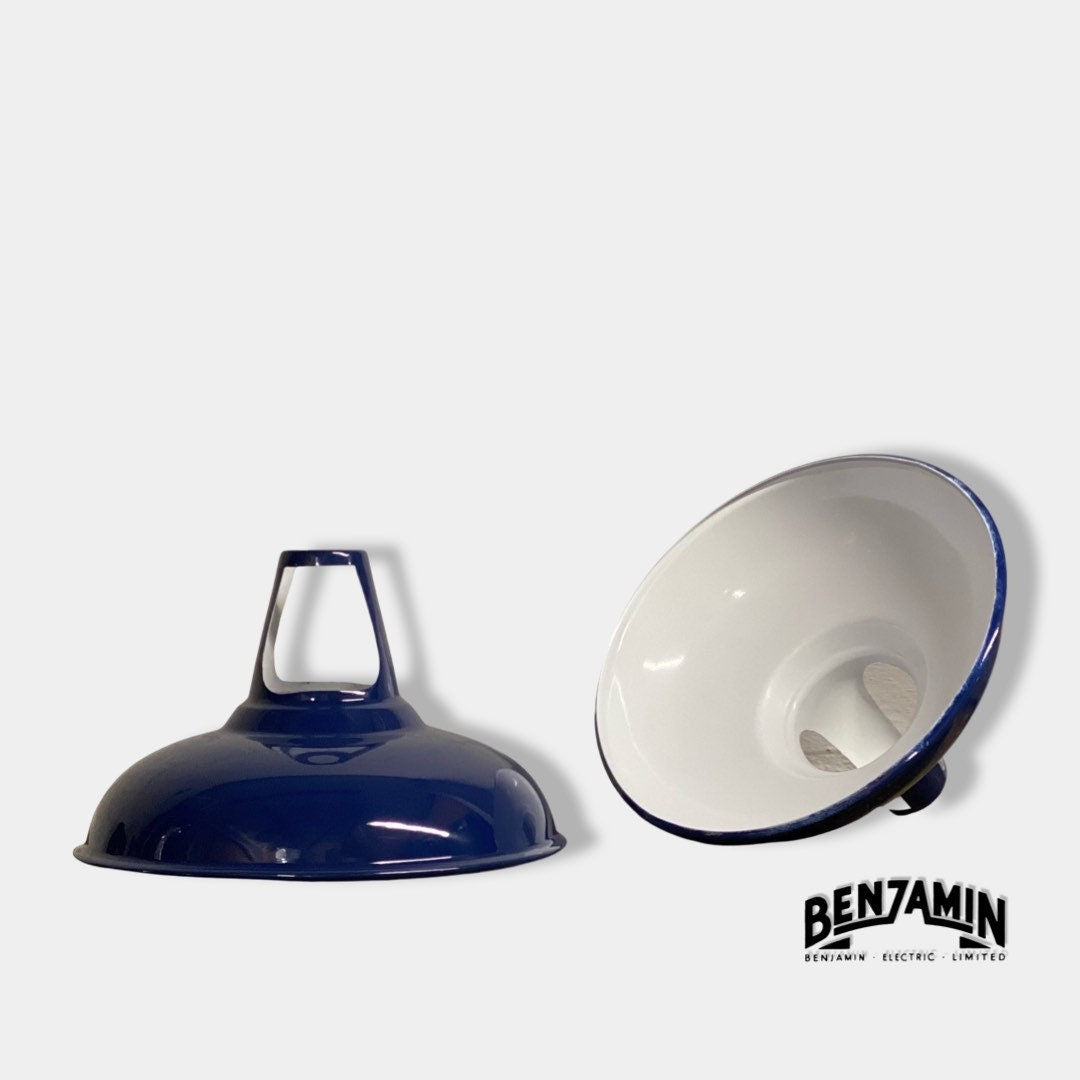 Cawston ~ 3 x Solid Royal Blue Shade 1932 Design Pendant Set Track Light | Dining Room | Kitchen Table | Vintage