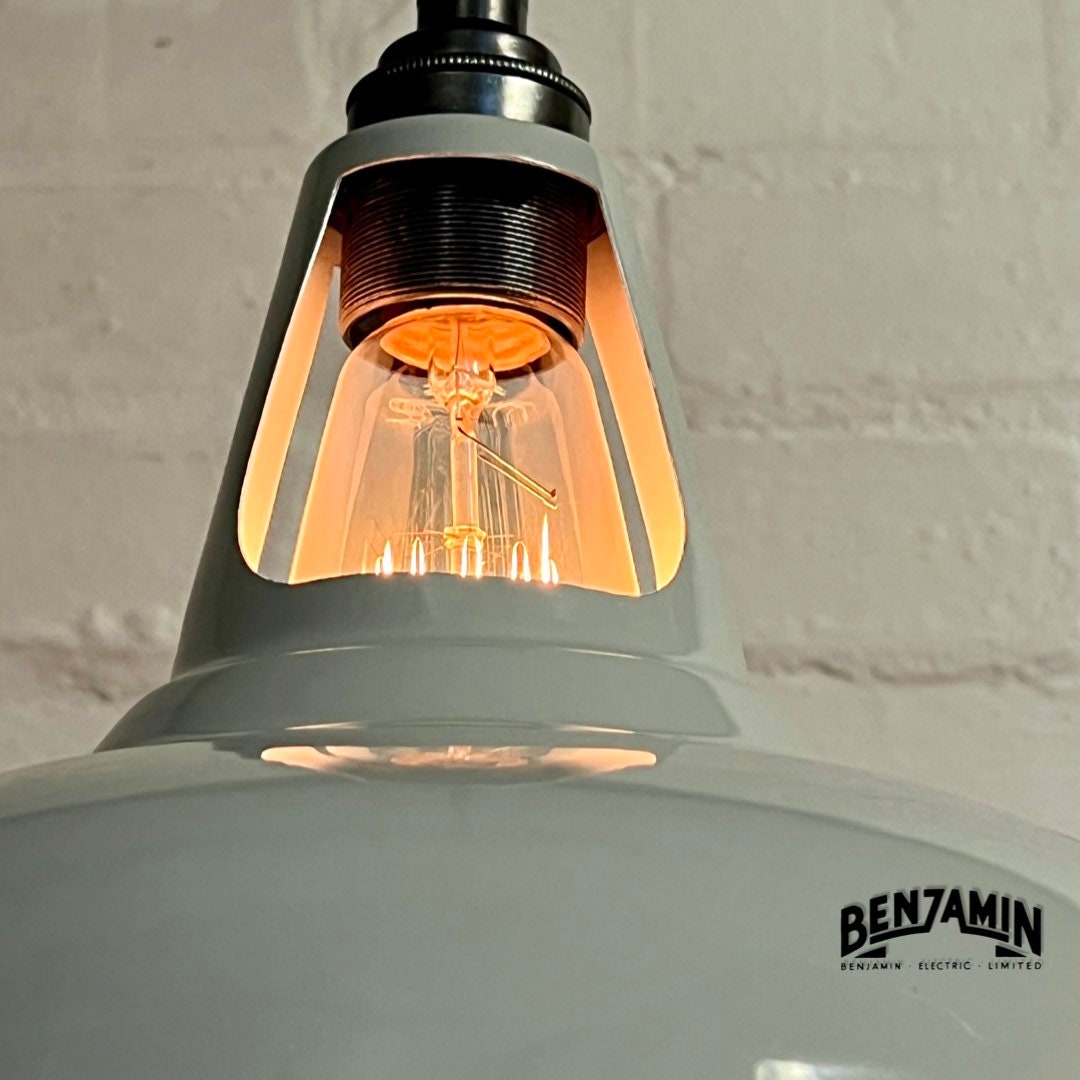 Cawston ~ 3 x Solid Grey Shade 1932 Design Pendant Set Track Light | Dining Room | Kitchen Table | Vintage