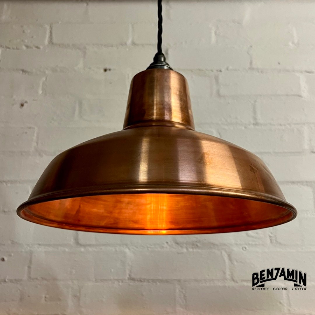 Filby ~ 3 x Antique Copper Shade RLM 1921 Design Pendant Set Galvanised Track Light | Dining Room | Kitchen Table | Vintage