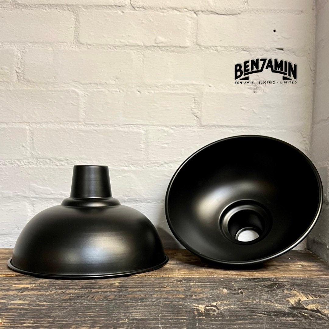 Salthouse ~ 3 x Matt Black Shade Design Pendant Set Track Light | Dining Room | Kitchen Table | Vintage