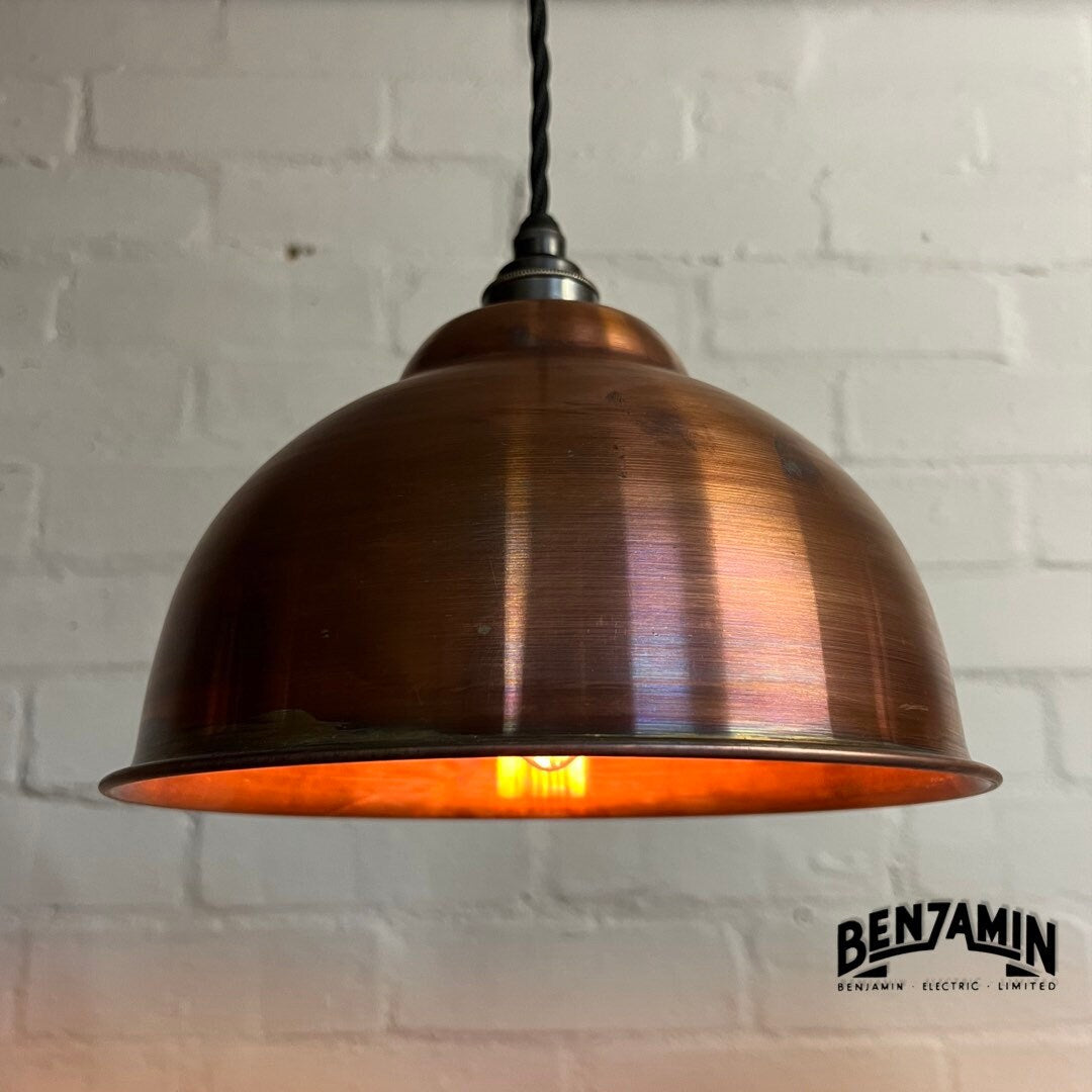 Morley ~ 3 x Antique Copper Shade Design Pendant Set Track Light | Dining Room | Kitchen Table Cluster | Vintage