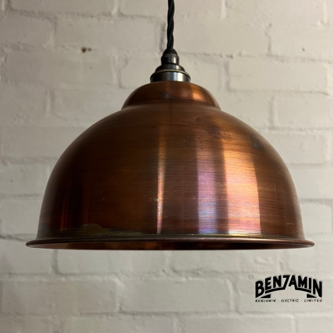 Morley ~ 3 x Antique Copper Shade Design Pendant Set Track Light | Dining Room | Kitchen Table Cluster | Vintage