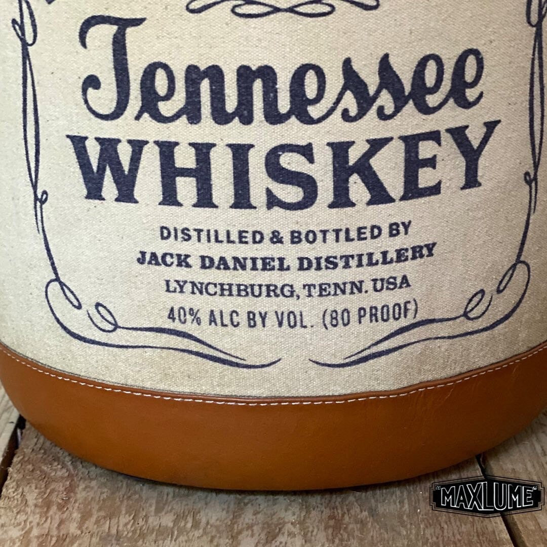 Tennessee Whiskey Decorative Pouf Solid Base | Genuine Leather | Vintage Style | Floor Standing Pouffe | Man Cave Stool Door Stop ~ Maxlume