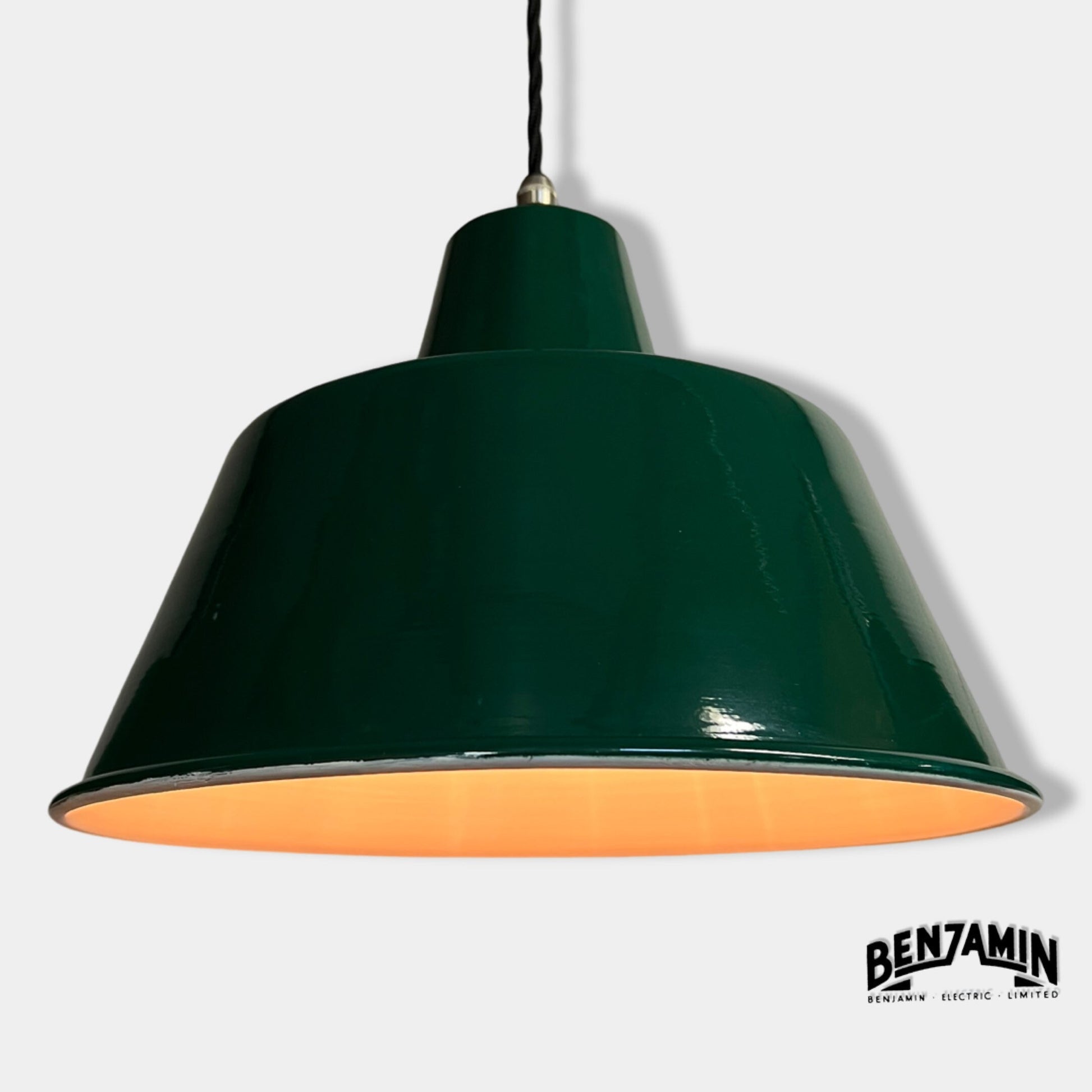 Pentney ~ 3 x Original Green Shade Design Pendant Wire Set Track Cluster Dome Light |  Inch | Dining Room | Kitchen Table | Vintage