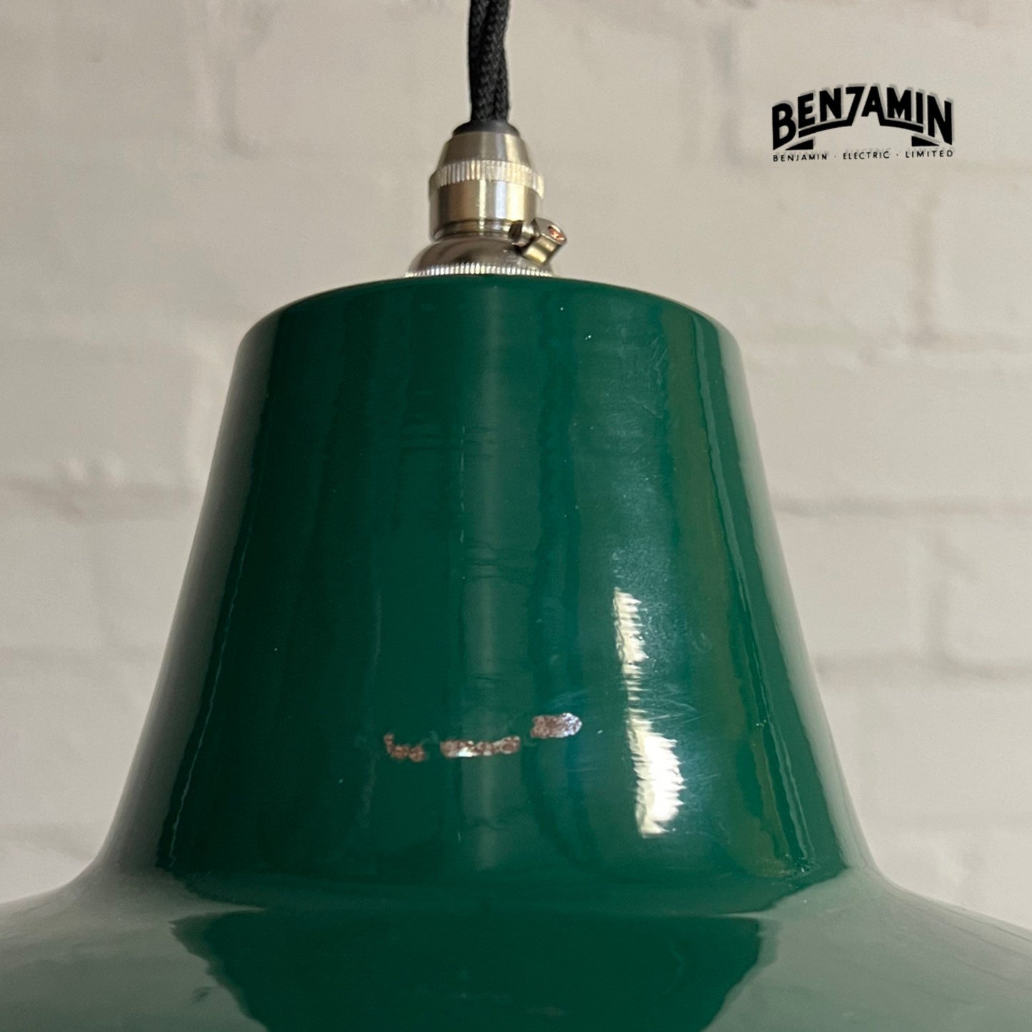Pentney ~ 3 x Original Green Shade Design Pendant Wire Set Track Cluster Dome Light |  Inch | Dining Room | Kitchen Table | Vintage