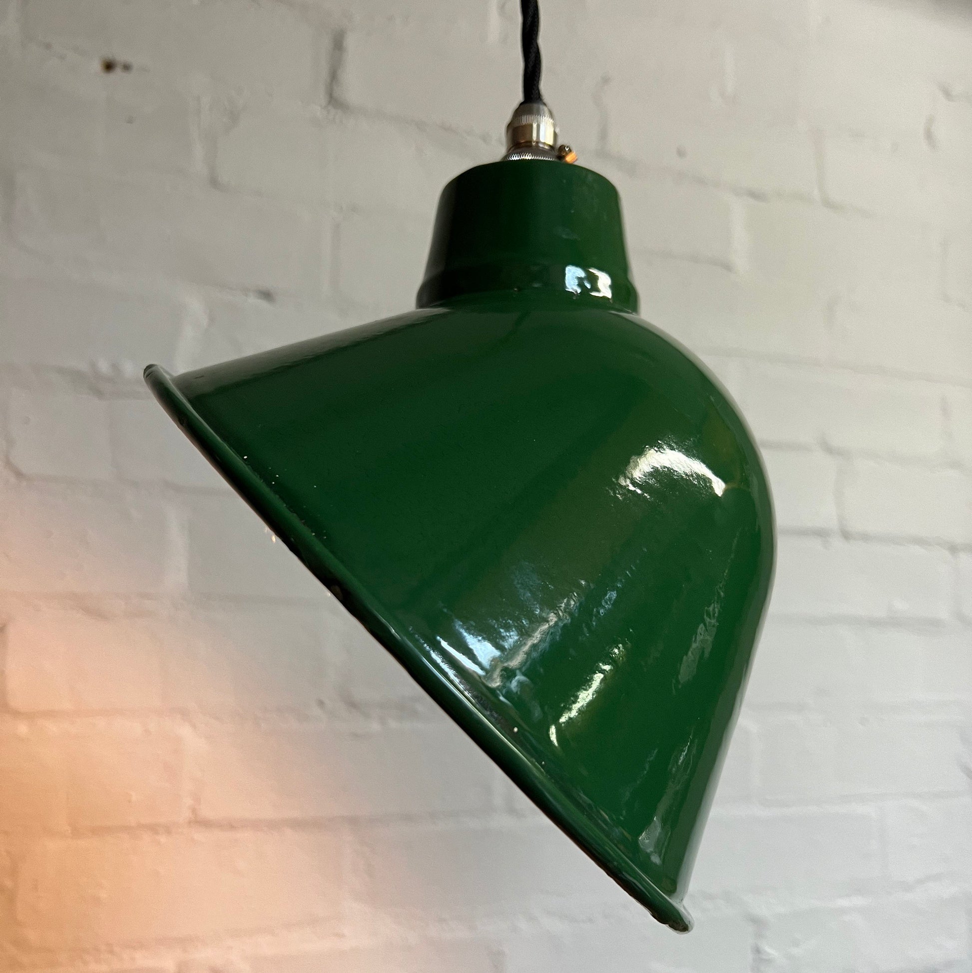 Maxlume 1920s Green Industrial Parabolic Angled Shade Pendant Set Light | Ceiling Dining Room Kitchen Table | Vintage 1 x Edison Filament