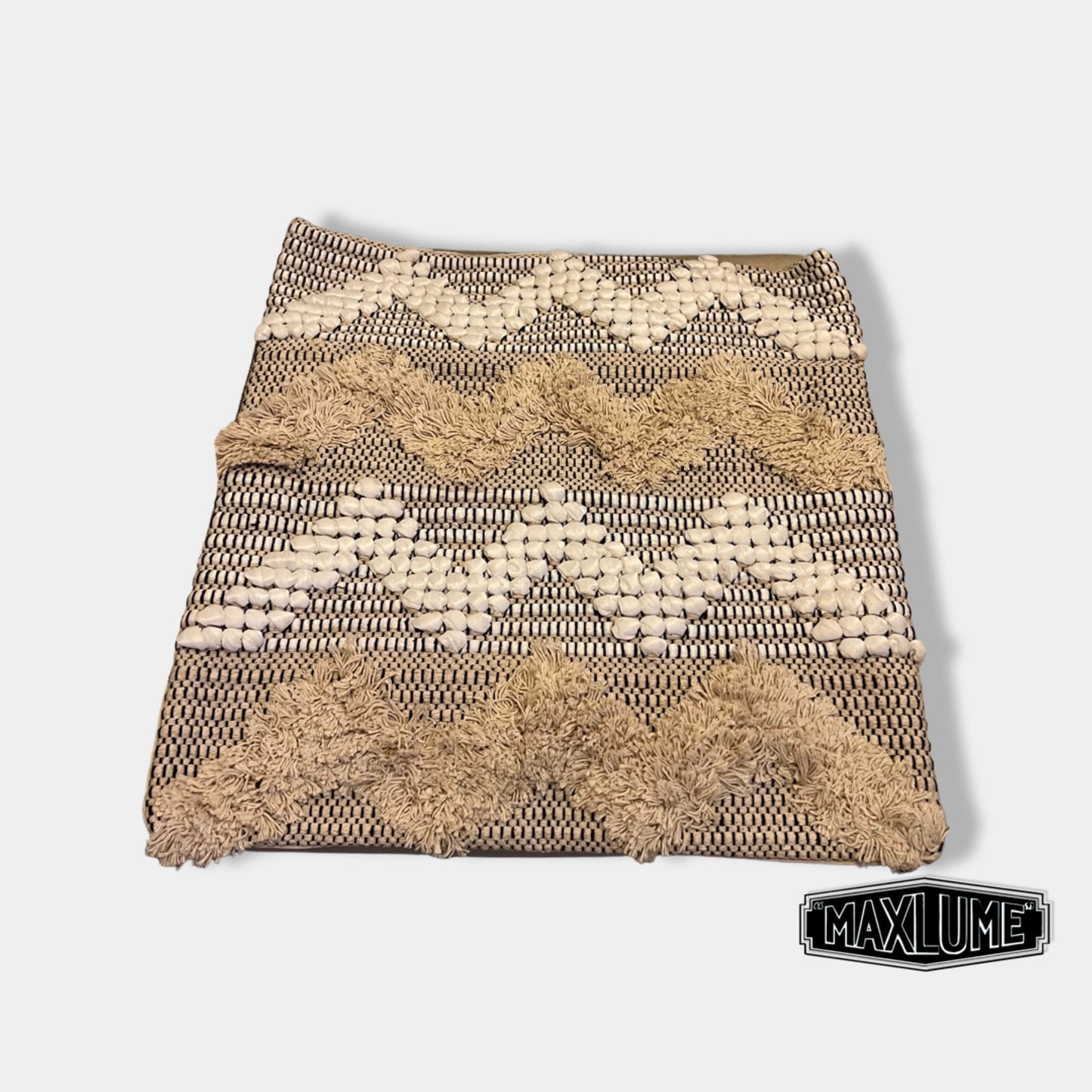 Maxlume ~ 20x20 Plaited Cushion, Woven Pillow Cover, Plait Detail, Braided Pillow, Wool Boho Filled