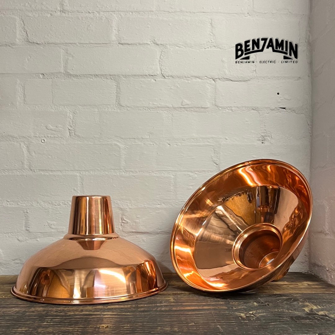 Filby ~ 3 x Solid Copper Shade RLM 1921 Design Pendant Set Galvanised Track Light | Dining Room | Kitchen Table | Vintage