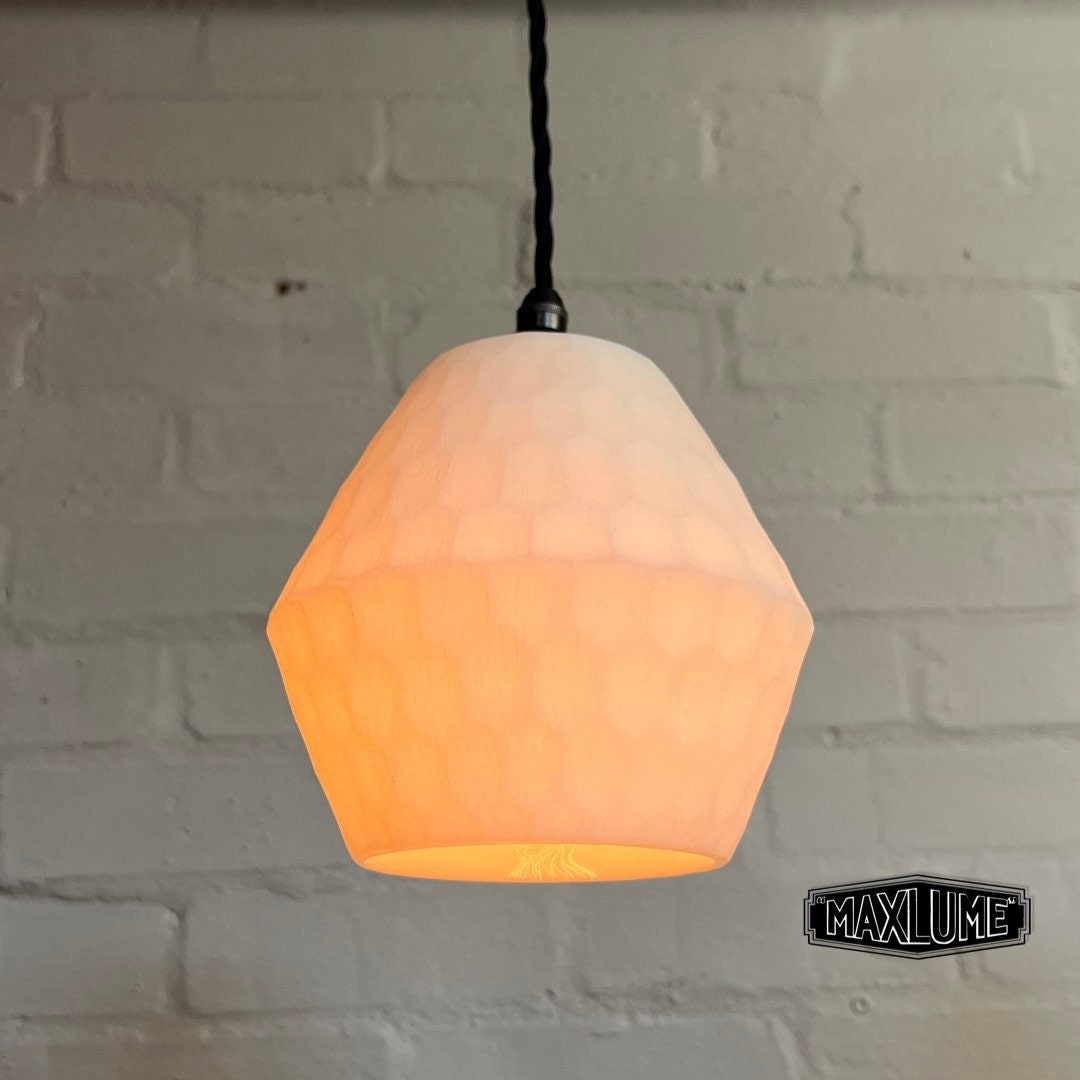 3 x Honeycomb Prismatic Glass - Inch Shade Pendant Track Light | kitchen table | vintage bar