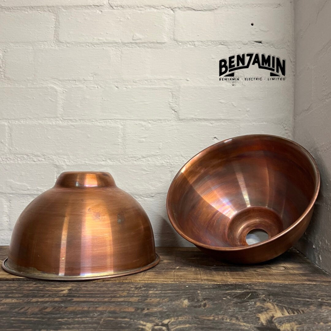 Morley ~ 3 x Antique Copper Shade Design Pendant Set Track Light | Dining Room | Kitchen Table Cluster | Vintage