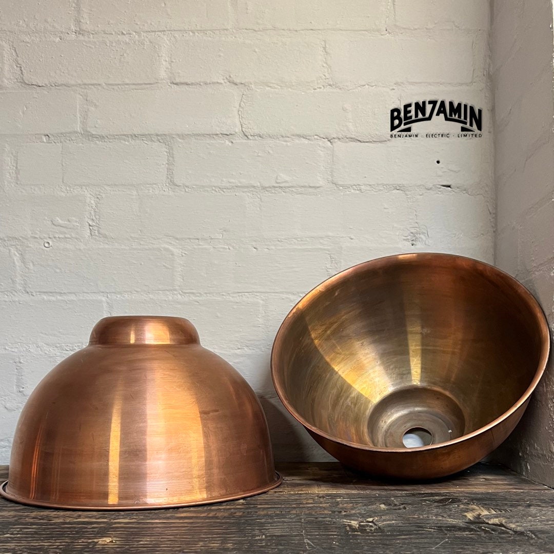 Morley XL ~ 3 x Antique Copper Shade Design Pendant Set Track Light | Dining Room | Kitchen Table Cluster | Vintage
