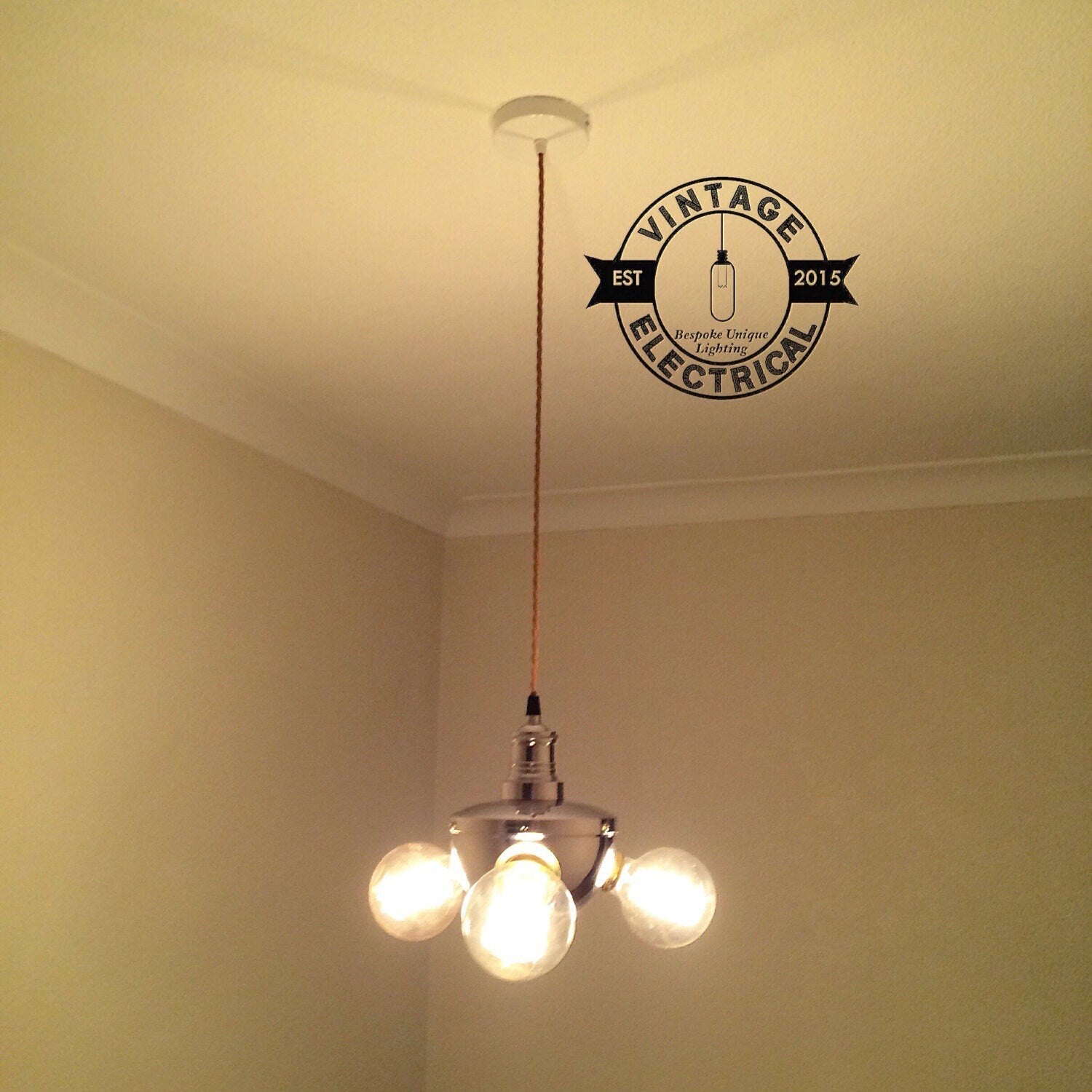 Cluster ~ 3 x Industrial Pendant Set Light | Ceiling Dining Room | Kitchen Table | Vintage 3 x Edison Filament Bulbs