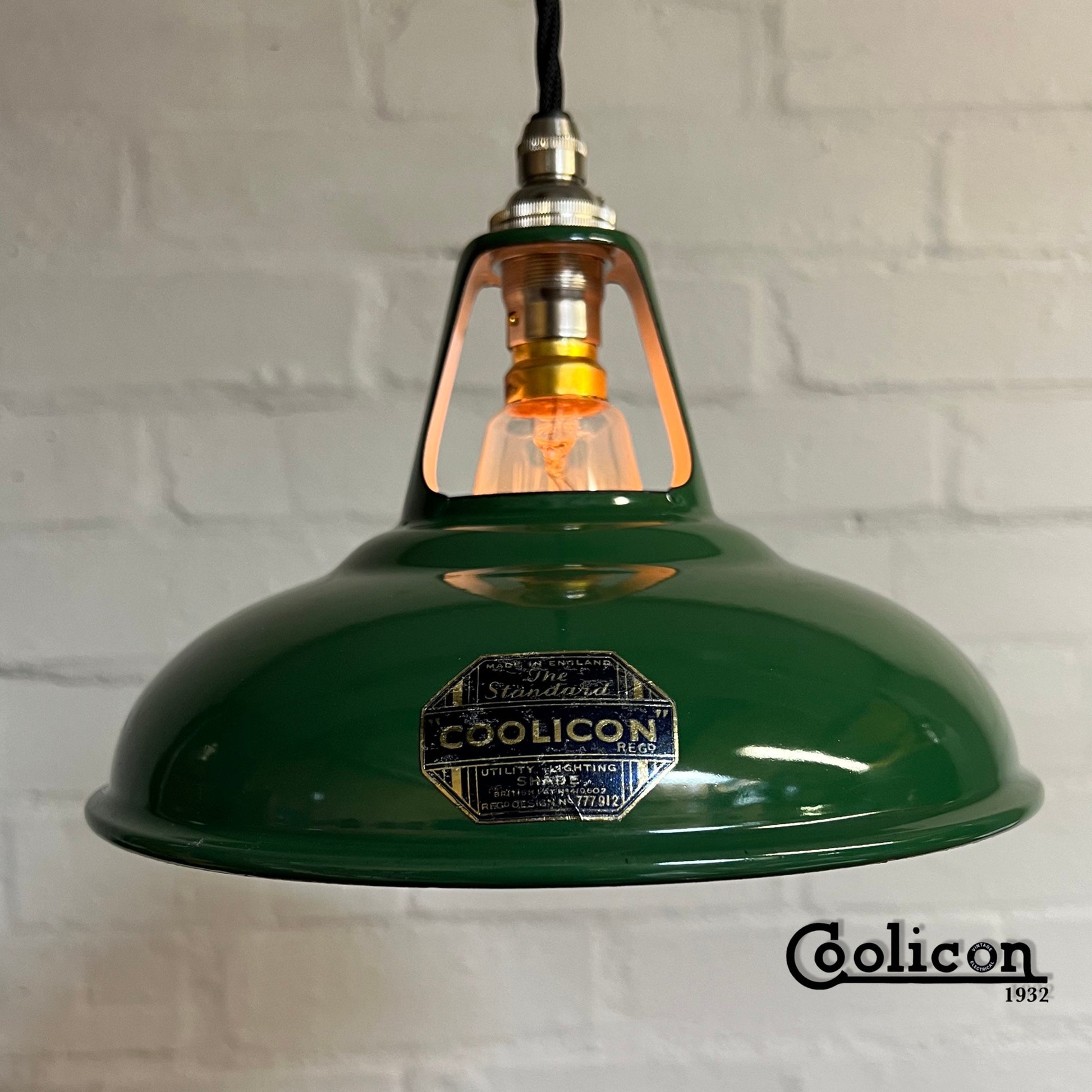 Cawston ~ 3 x Genuine Antique Coolicon Solid Shade 1932 Design Pendant Set Galvanised Track Light | Dining Room | Kitchen Table | Vintage