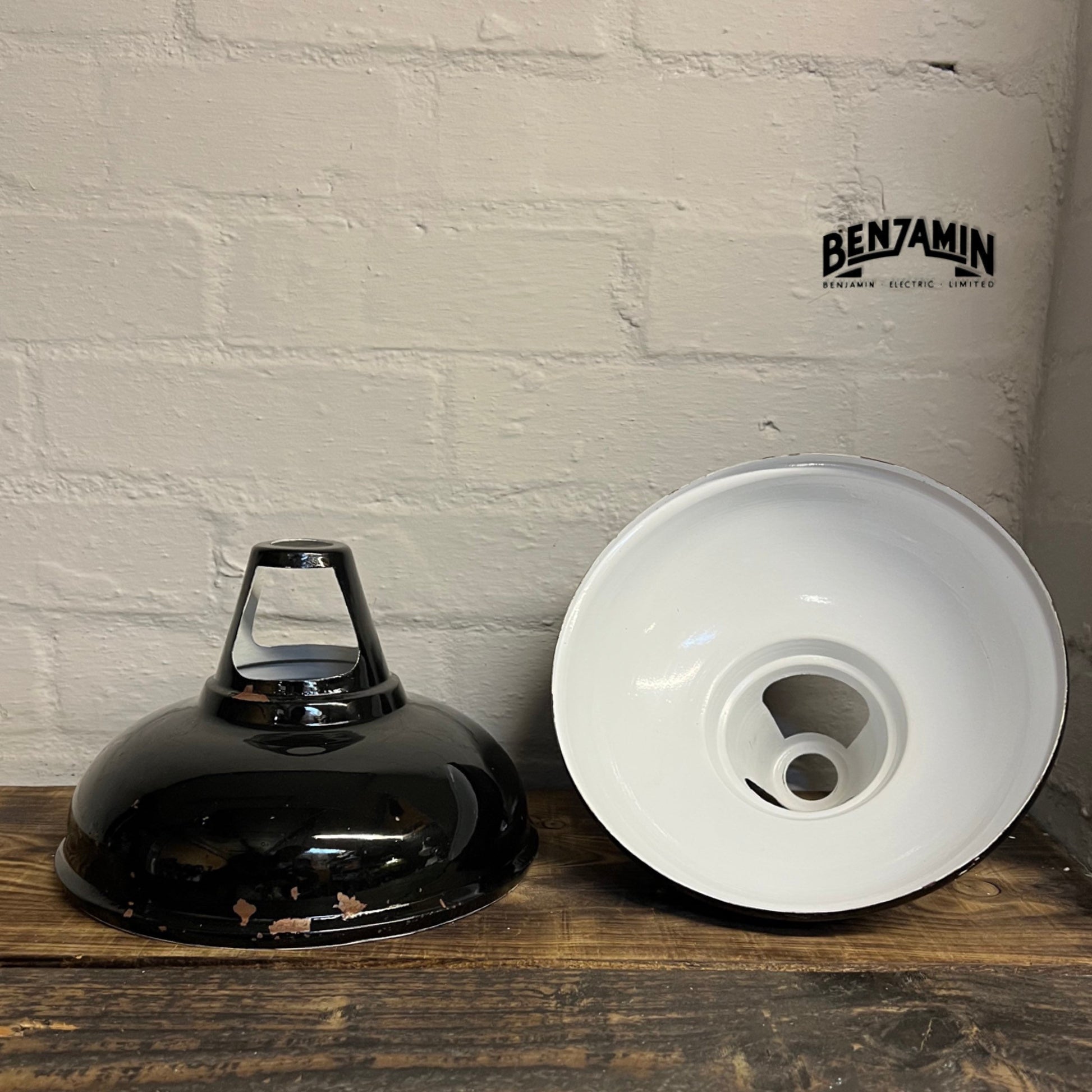 Cawston Small ~ **Worn** 3 x Solid Jet Black Shade 1932 Design Pendant Wire Set Track Light 9 Inch | Dining Room | Kitchen Table | Vintage