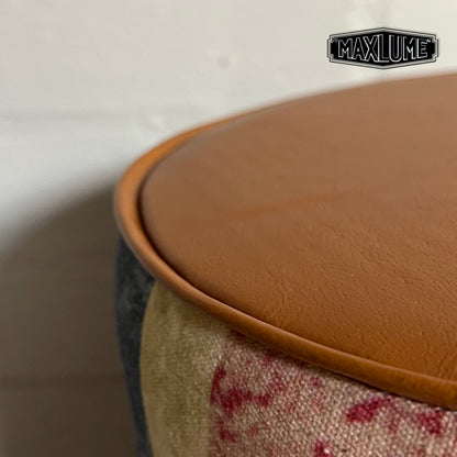 Maxlume ~ Union Jack Flag | Great Britain | Pouf Solid Base Genuine Leather | Vintage Style | Floor Standing | Man Cave Foot Stool