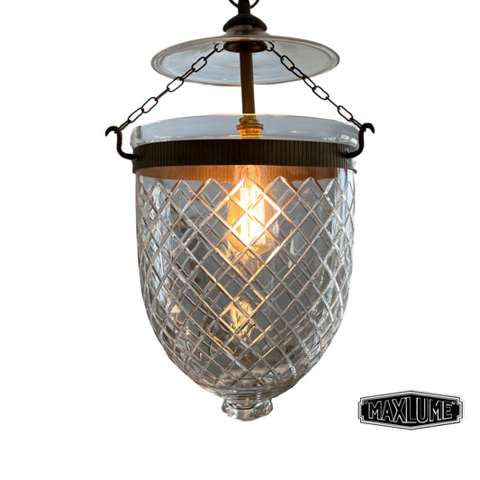 Maxlume ~ Bell Jar Diamond Etching Glass Globe Lantern Luxury Chandelier Light ceiling dining room Antique Bronze Georgian Ceiling Pendant