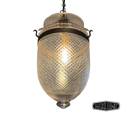 Maxlume ~ Bell Jar Diamond Etching Glass Globe Lantern Luxury Chandelier Light ceiling dining room Antique Bronze Georgian Ceiling Pendant