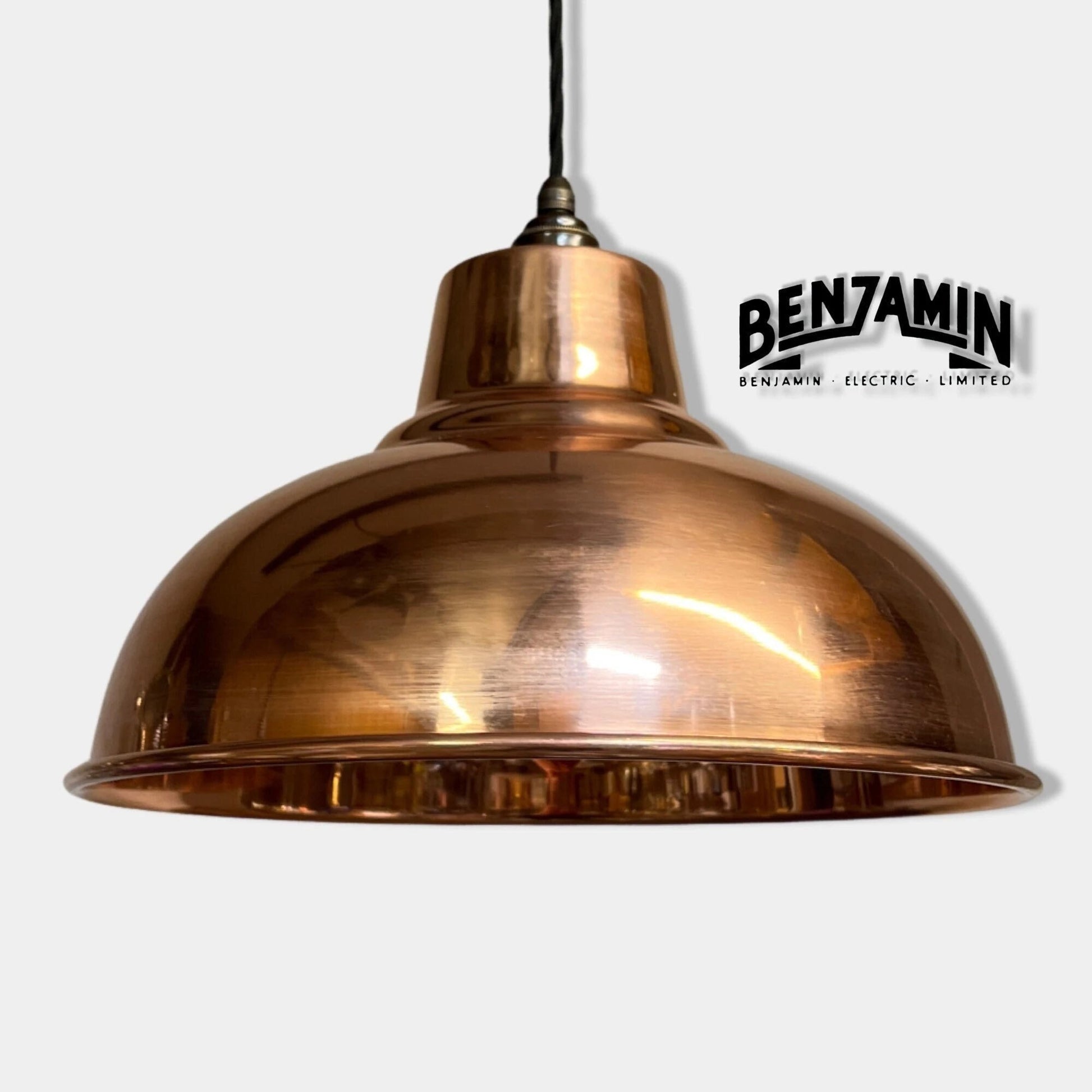 Salthouse XL ~ **Worn** Solid Copper Industrial factory shade light ceiling dining room kitchen table vintage edison pendant 14.5 Inch