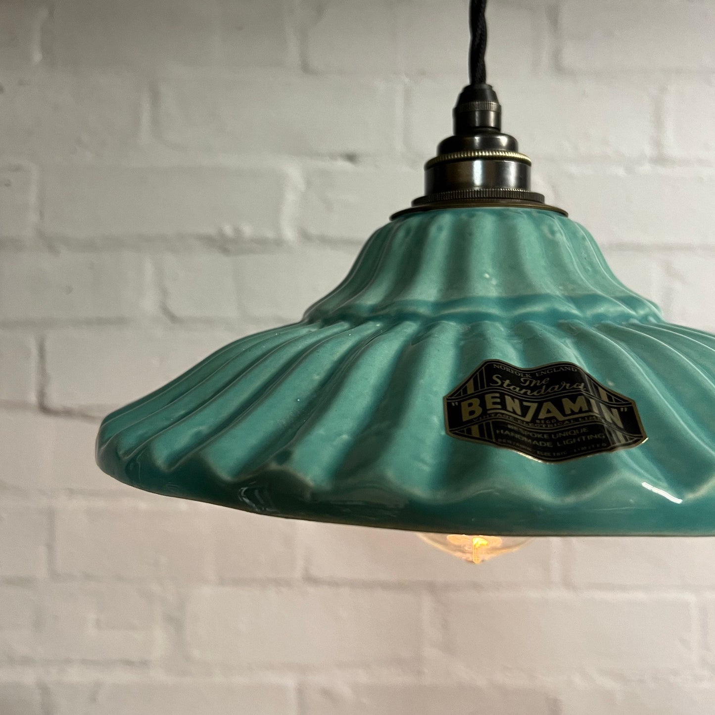 Lenwade ~ Duck Egg Blue Ceramic Shade Light Ceiling Dining Room Kitchen Table Vintage Edison Filament Lamps Pendant Odette