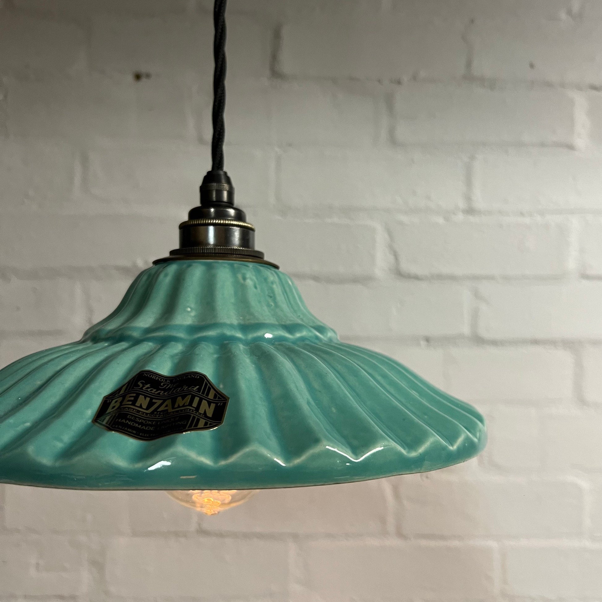 Lenwade ~ Duck Egg Blue Ceramic Shade Light Ceiling Dining Room Kitchen Table Vintage Edison Filament Lamps Pendant Odette
